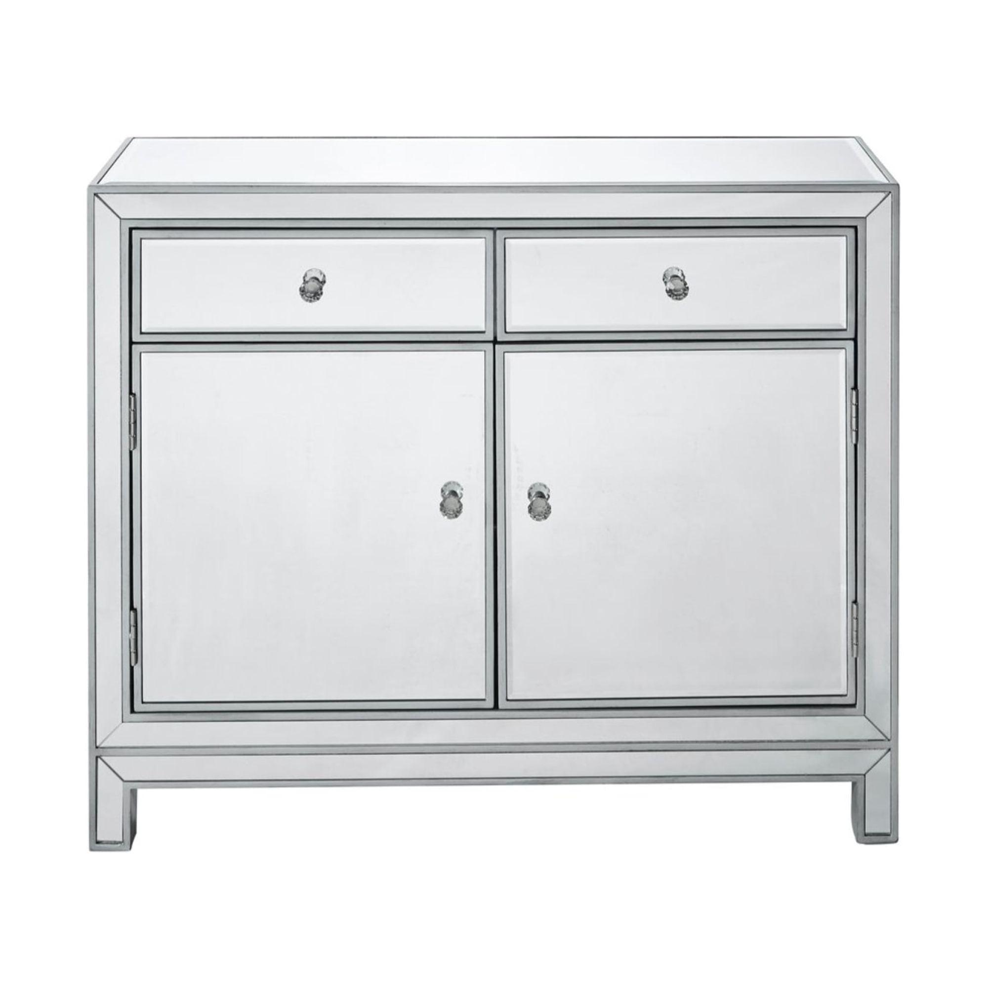 2 Drawers 2 Doors Nightstand in Modern Style-32 inches Tall and 12 inches Wide-Antique Silver Finish Bailey Street Home 779-Bel-5046464