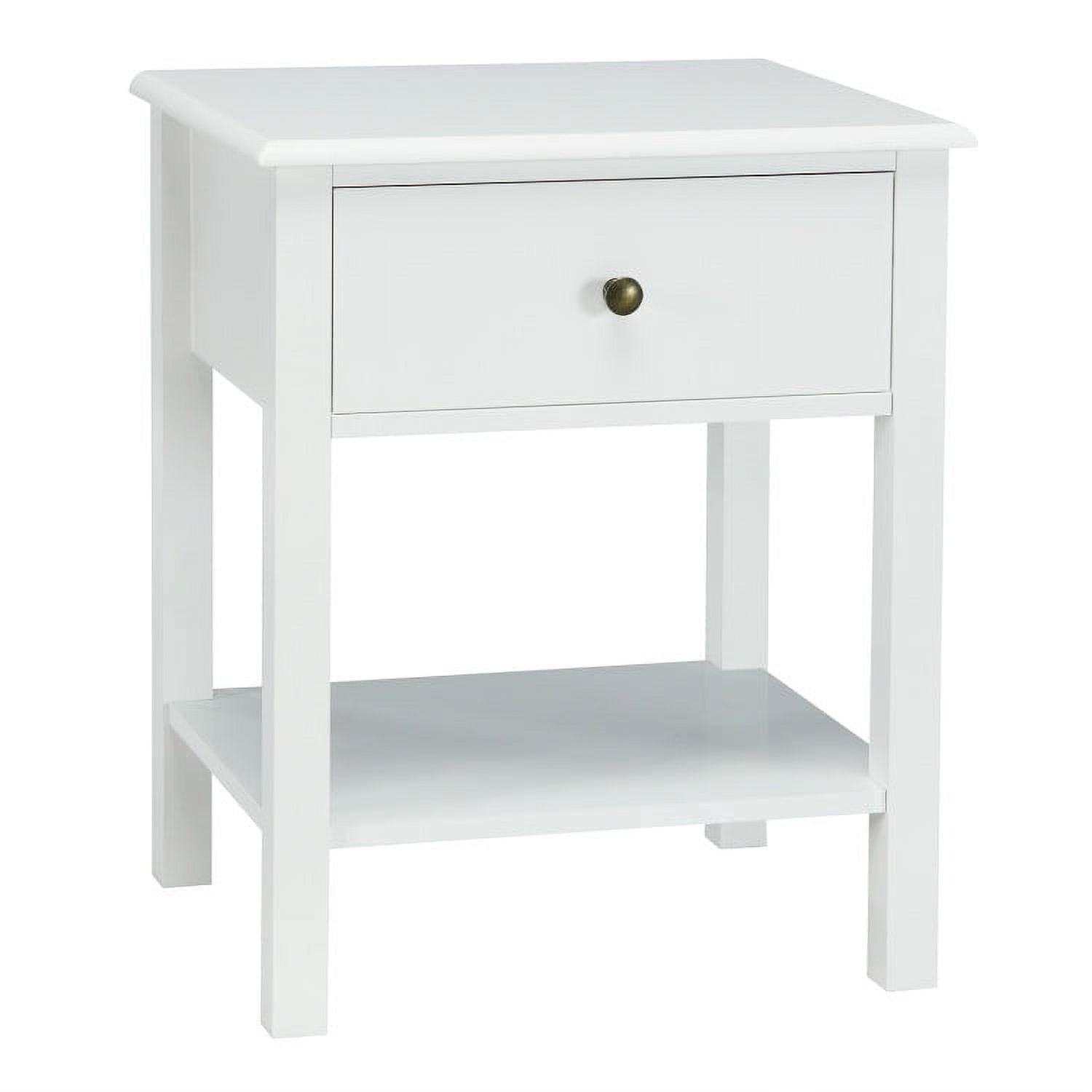 Costway End Table Nightstand Storage Display Drawer Shelf Beside Bedroom White