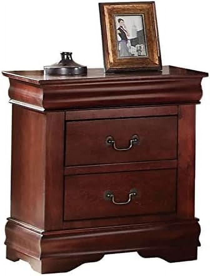 Elegant Cherry Wood Nightstand with Brush Nickel Accents