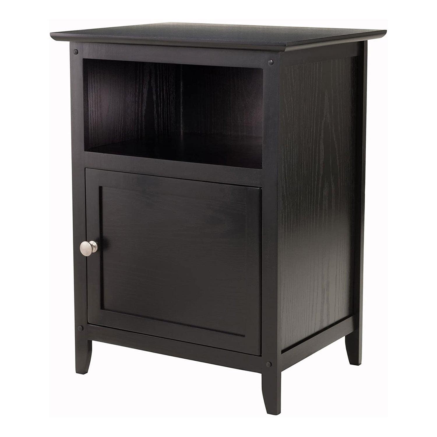 Winsome End Table - Black: Hardwood Frame, Wood Veneer Top, Living Room Accent Table with Shelf