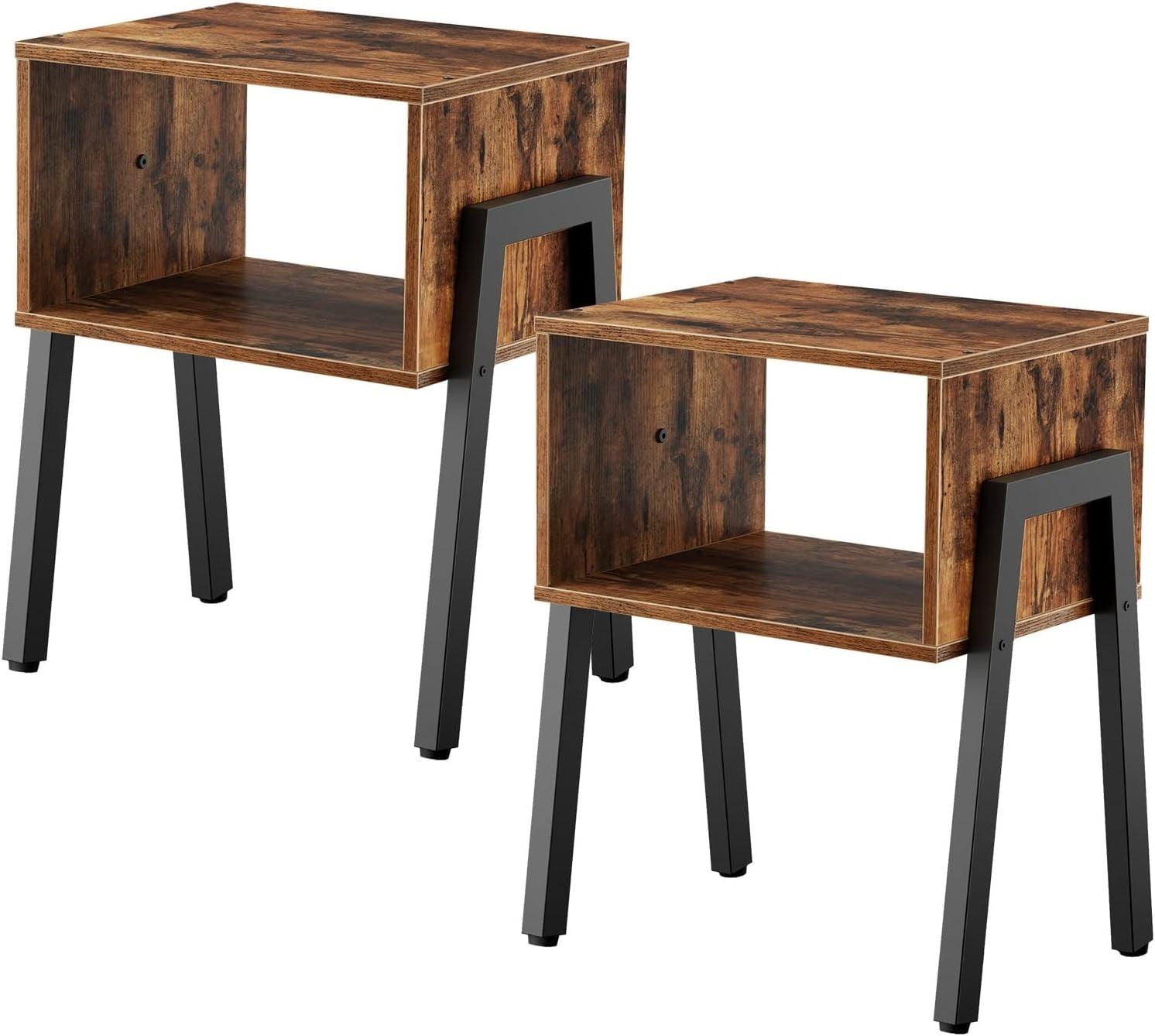 17 Stories Stackable Nightstand Set Of 2 With Open Storage Shelf - Space-Saving End Tables For Bedroom & Living Room, Multi-Functional Modern Side Tables With Adjustable Feet, Easy Assembly Design
