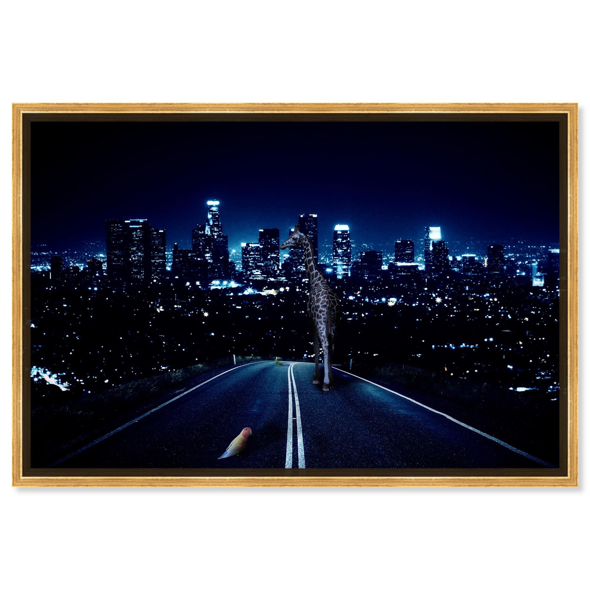 Nightwalkers Canvas Modern Mancave Art Prints by Notoriart, Gold Frame, 45" x 30"