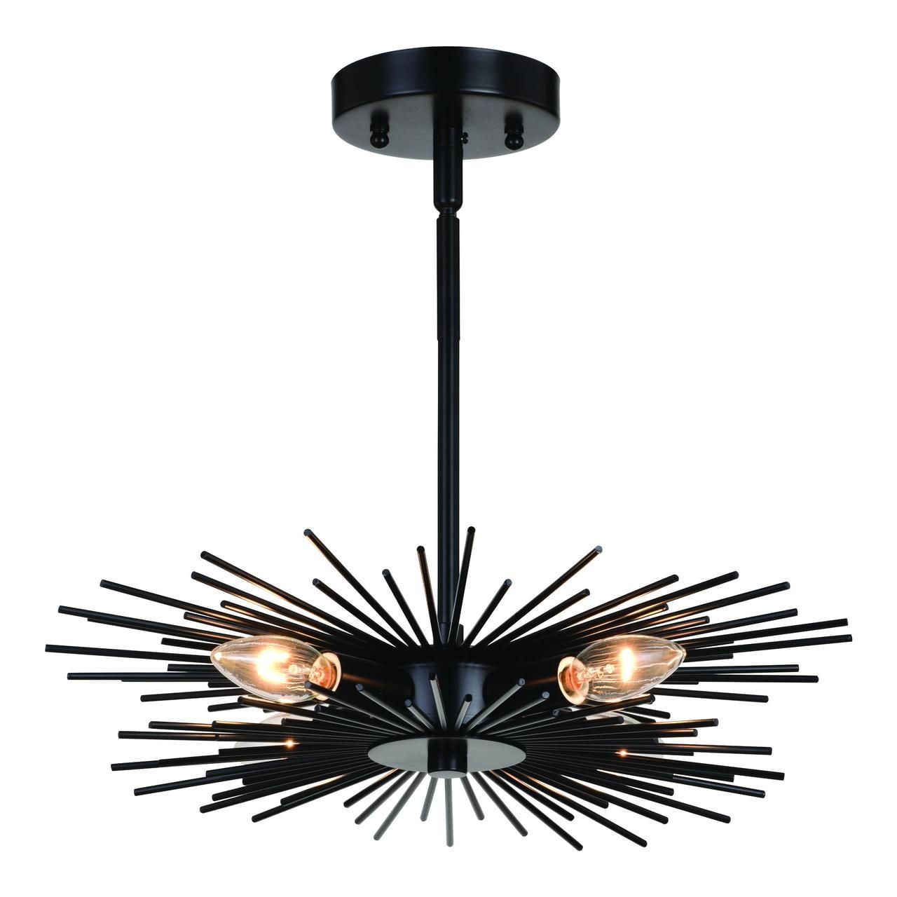 Nikko Matte Black Mid-Century Modern 4-Light Semi-Flush Mount