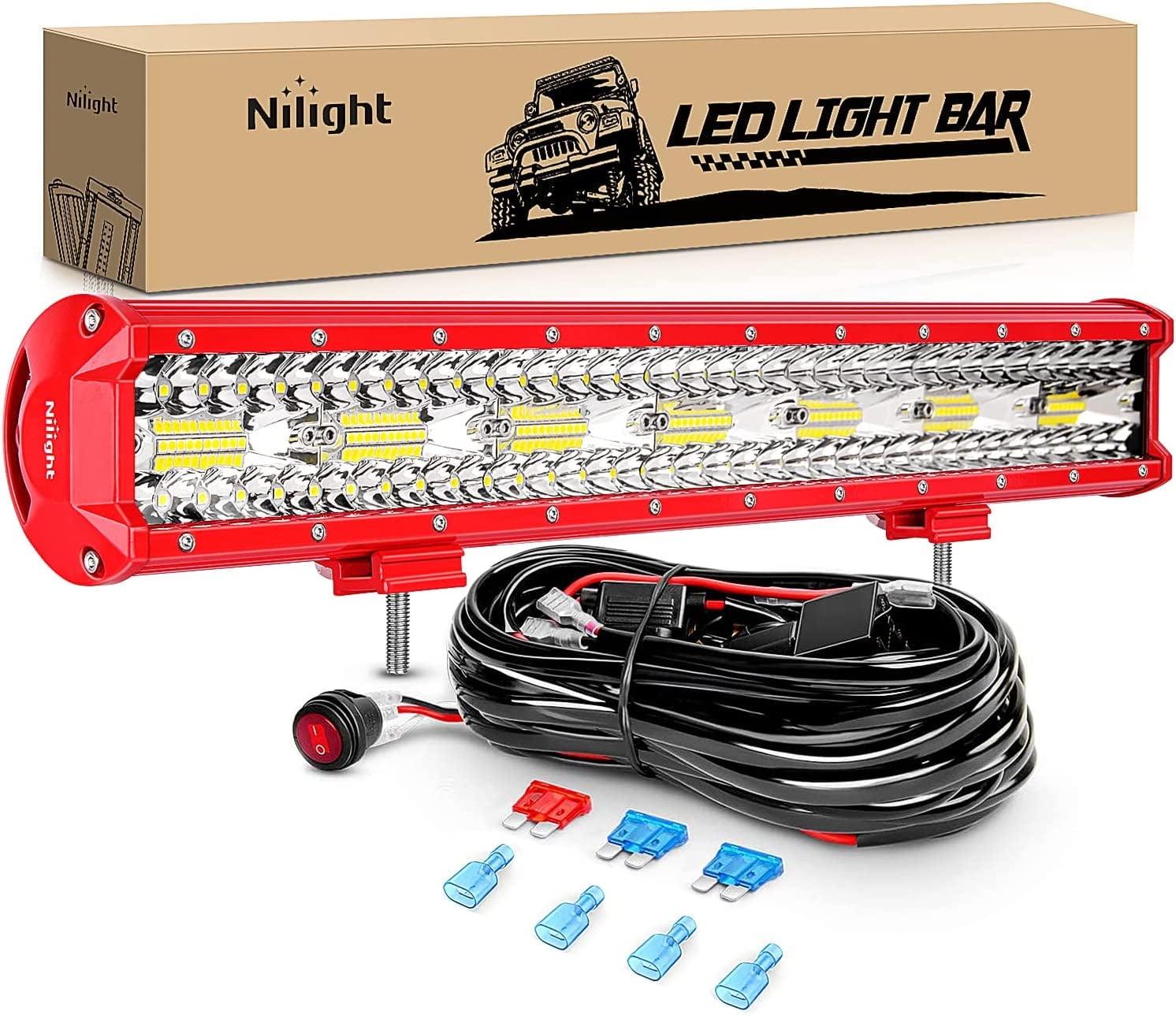 Nilight LED Light Bar 20Inch Triple Row Spot Flood Combo Lights with Wiring Harness Kit for Fog Light Driving Light Work Light on Off-Road Truck SUV ATV UTV, 2 Years Warranty