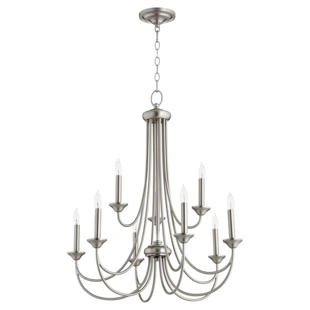 Quorum Lighting Brooks 9-Light Chandelier, Satin Nickel, 29 Width, 32 Height