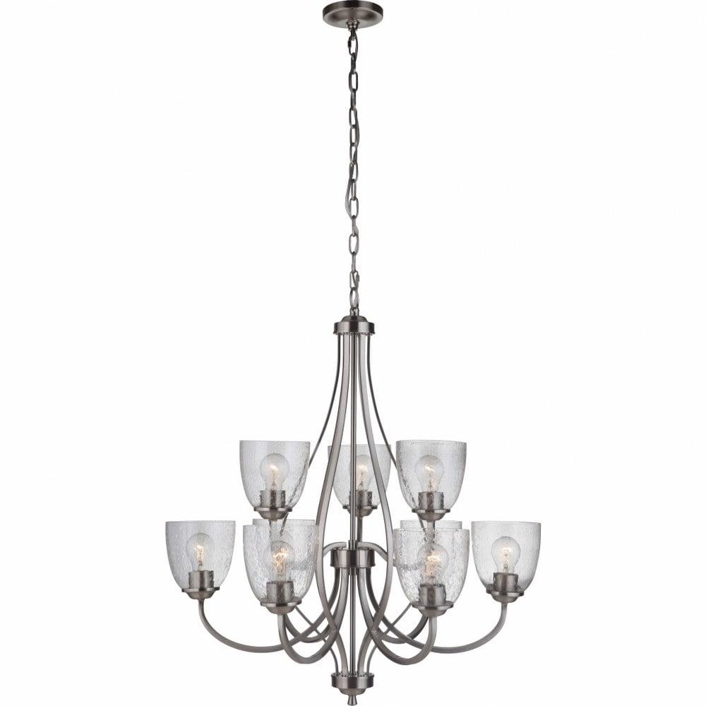 Serene Brushed Polished Nickel 9-Light Transitional Chandelier