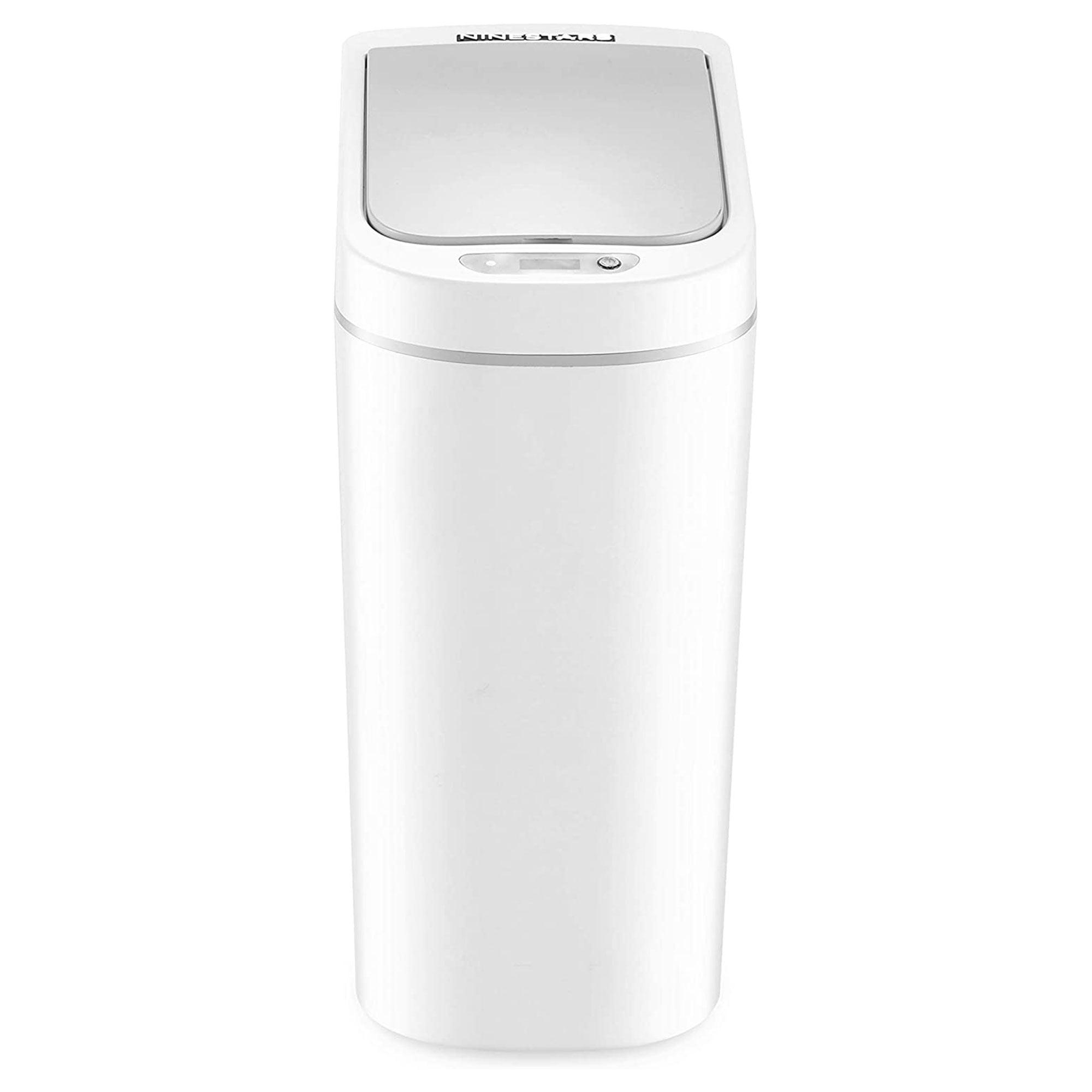 White Plastic 1.8 Gallon Touchless Motion Sensor Trash Can