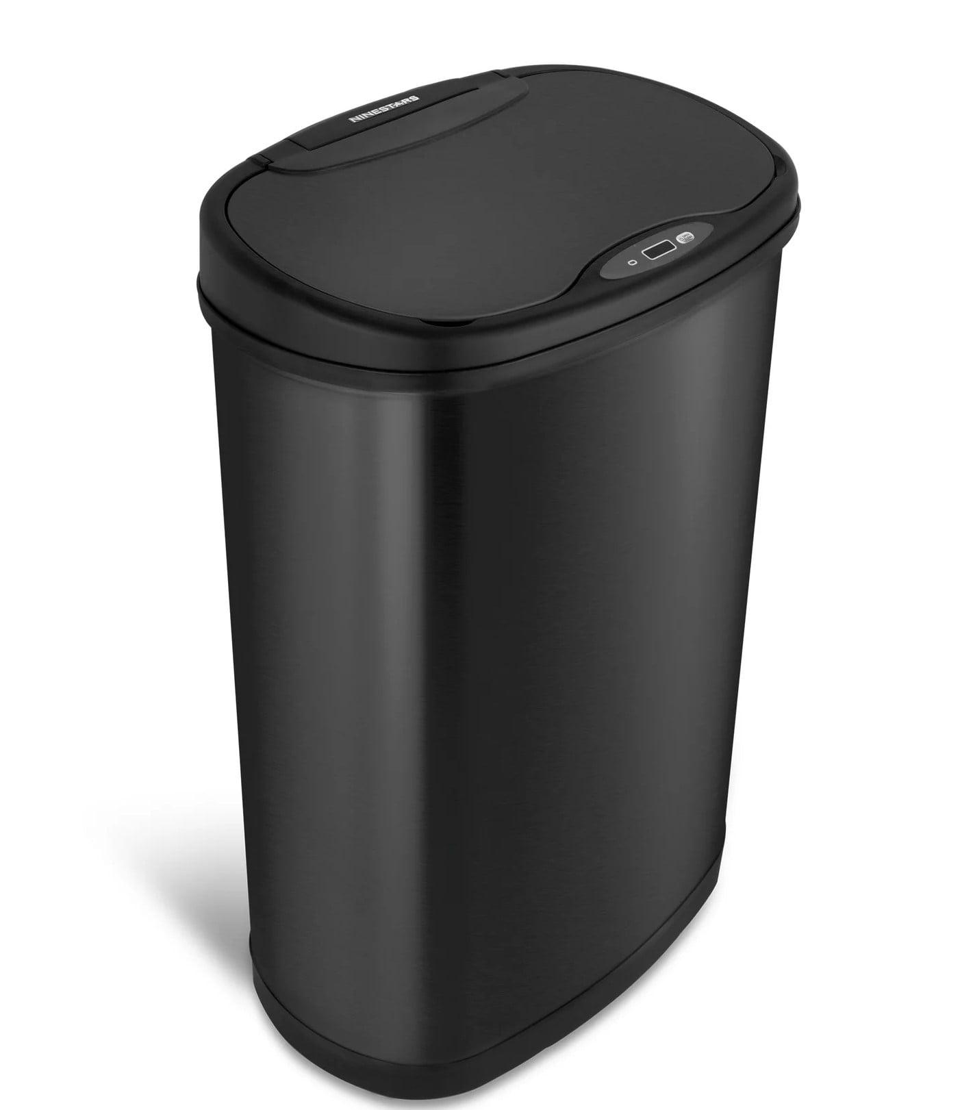 13.2 Gallon Black Stainless Steel Touchless Motion Sensor Trash Can