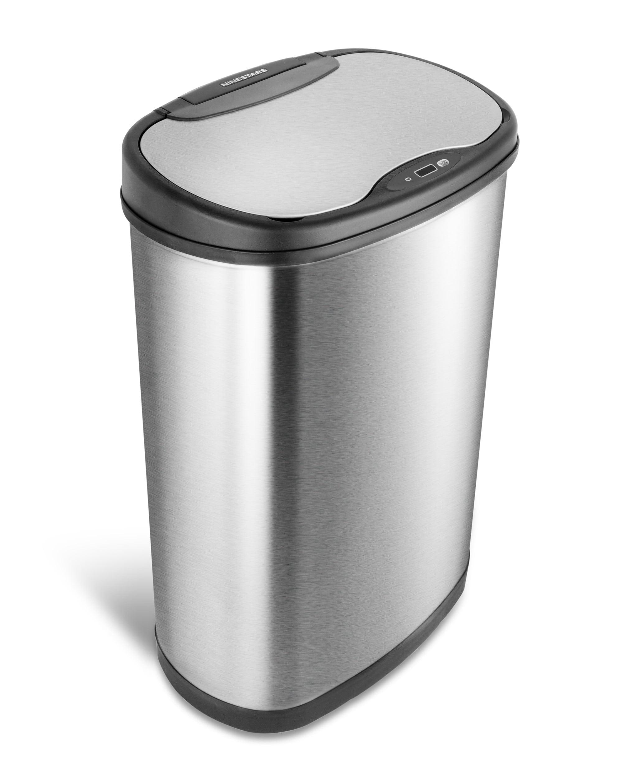 Nine Stars Touchless Automatic Kitchen Trash Can, 13 Gallon, Motion Sensor, Stainless Steel Garbage Bin with Soft-Close Lid