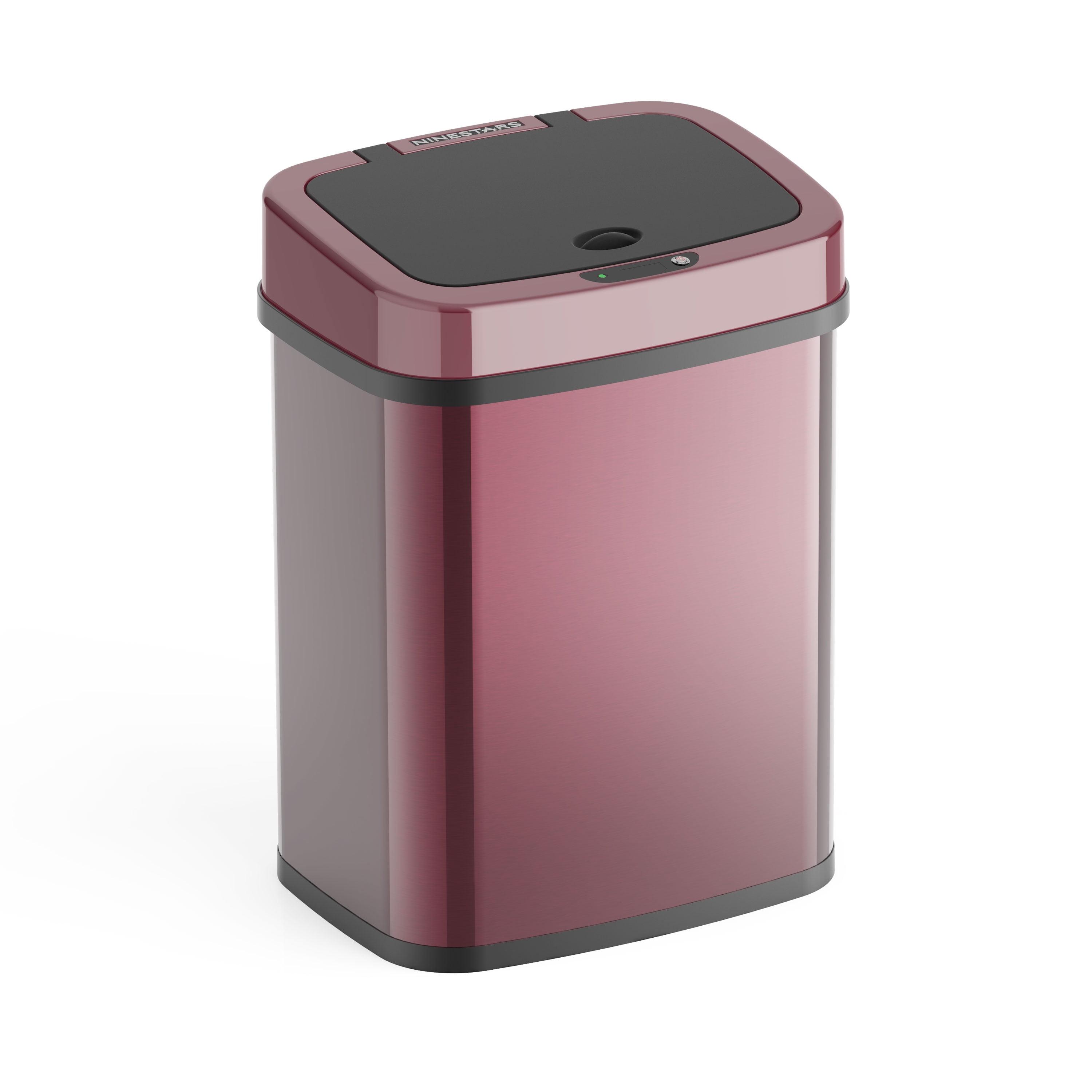 Burgundy Stainless Steel Touchless Motion Sensor Trash Can