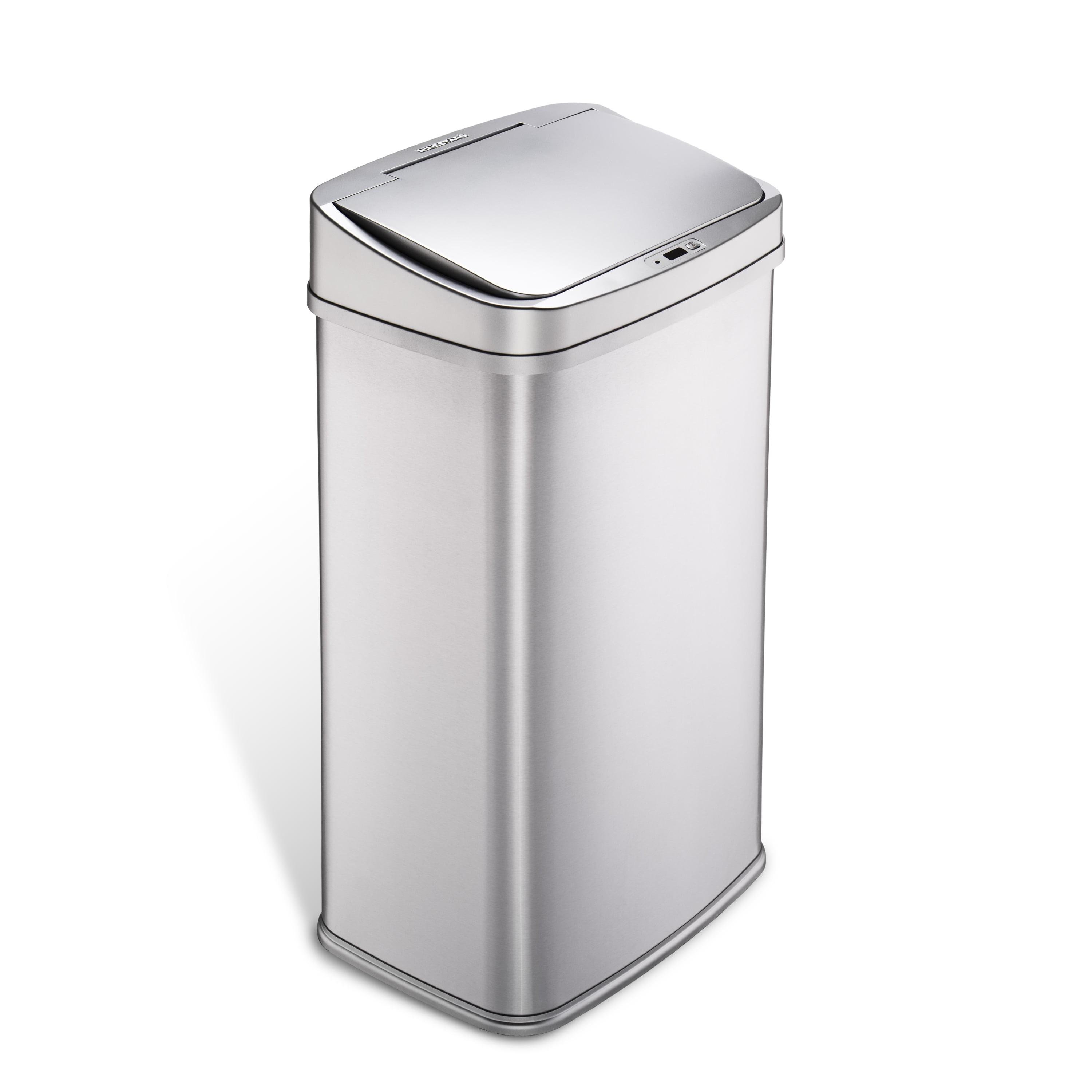 13.2 Gallon Silver Stainless Steel Touchless Trash Can