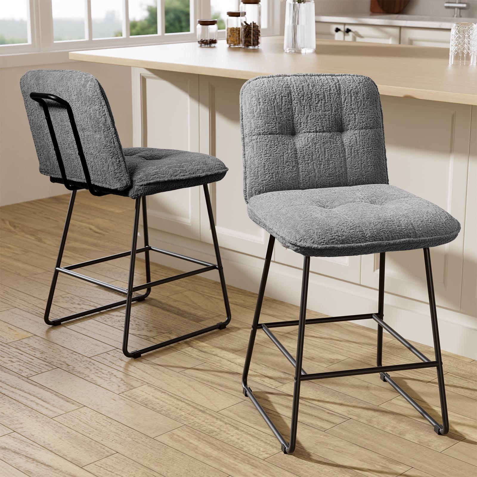 Everly Quinn Claymont Swivel 24 inch Counter Height Stools  (Set of 2) Upholstered Bar Stools with Back