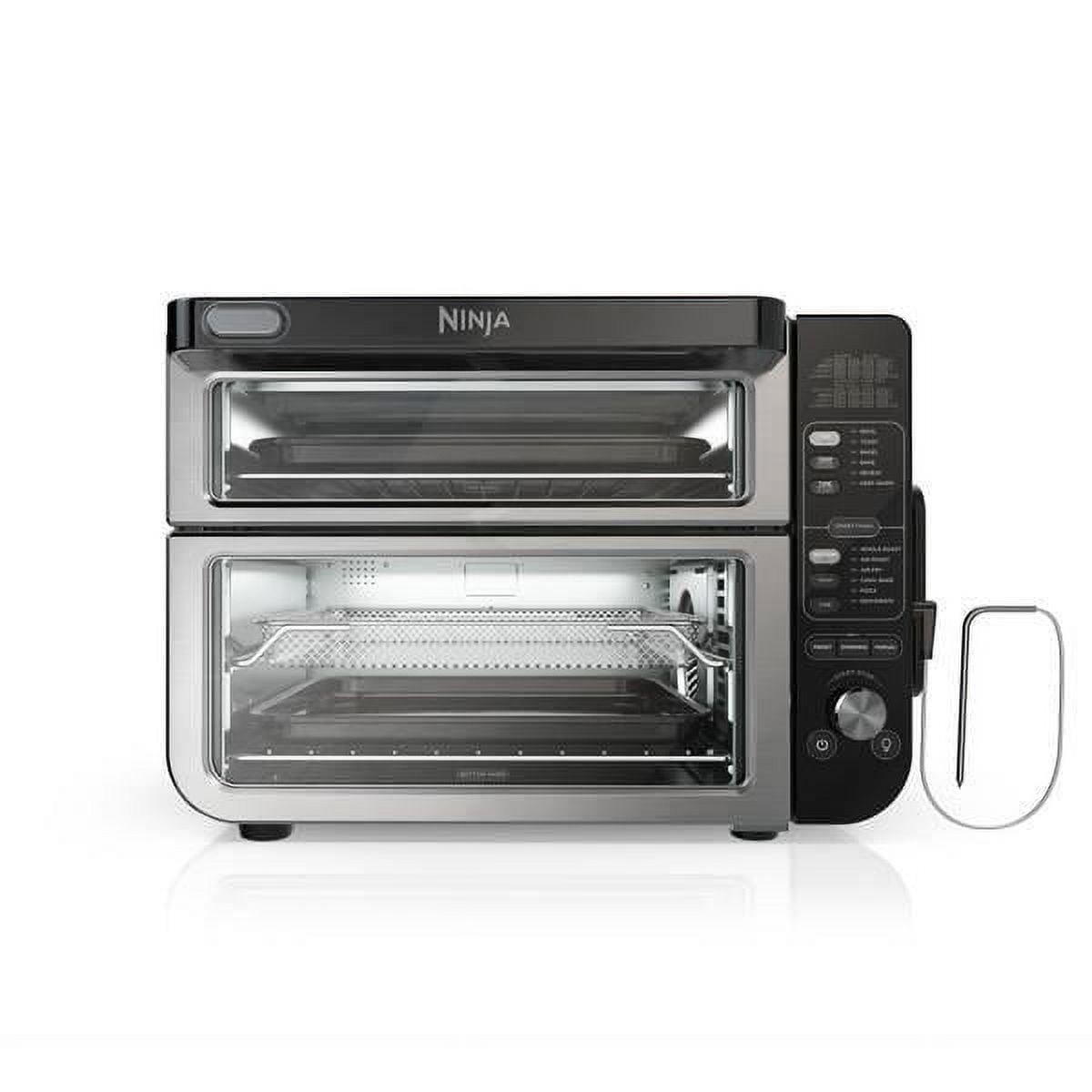 Ninja® 12-in-1 Double Oven with FlexDoor, FlavorSeal & Smart Finish, Rapid Top Convection and Air Fry Bottom , Bake, Roast, Toast, Air Fry, Pizza and More