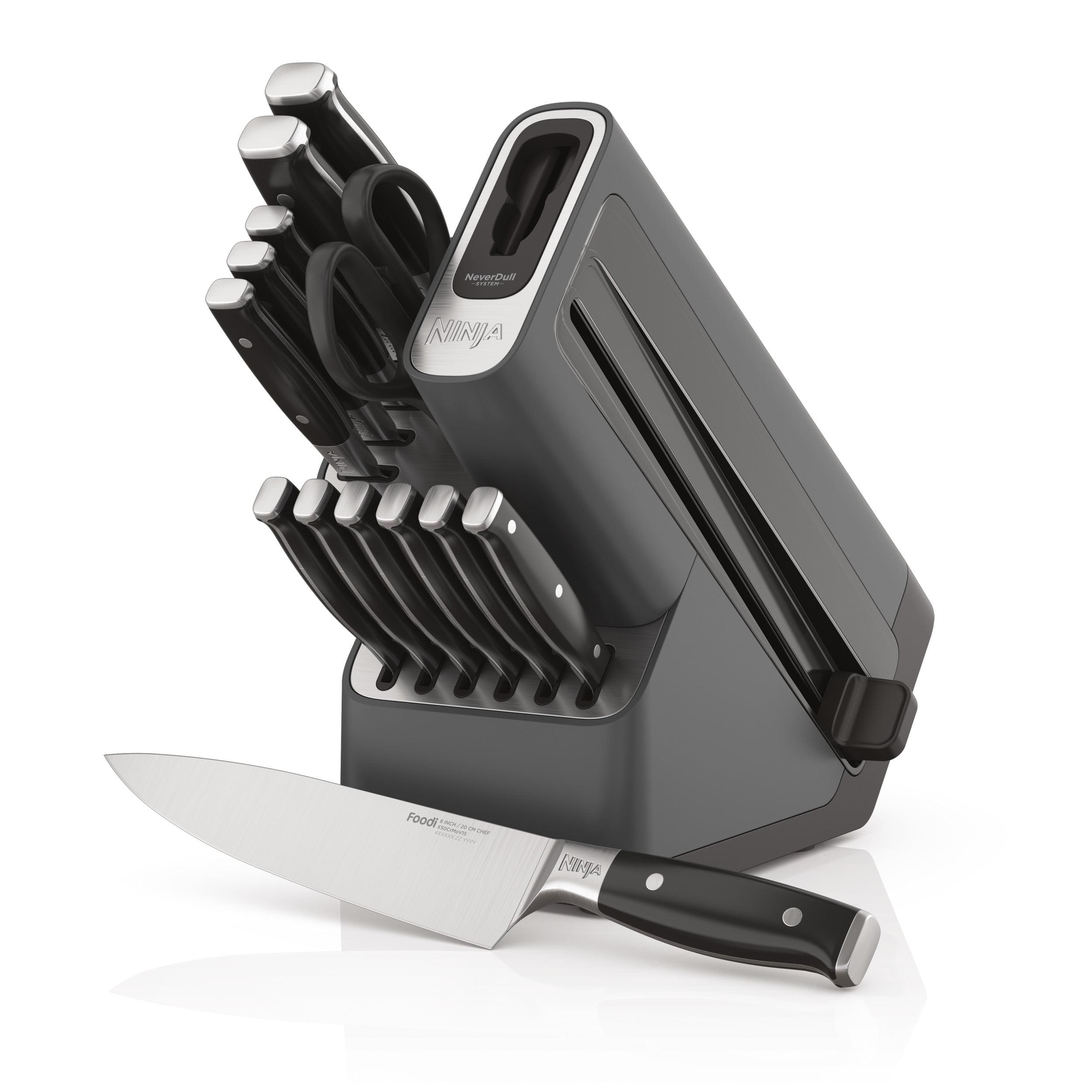 Ninja Ninja® Foodi® NeverDull Premium Knife System, 14-Piece Knife Block Set with Built-in Sharpener, Stainless Steel Knives, Black