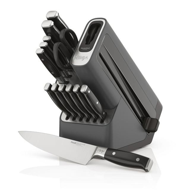 Ninja Ninja® Foodi® NeverDull Premium Knife System, 14-Piece Knife Block Set with Built-in Sharpener, Stainless Steel Knives, Black