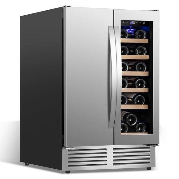 Nipus 24 Inch Dual Zone 18 Bottle and 57 Can Wine & Beverage Refrigerator Built-in/Freestanding Cooler for Beer Wine Drink with Built-In Light Classic Series