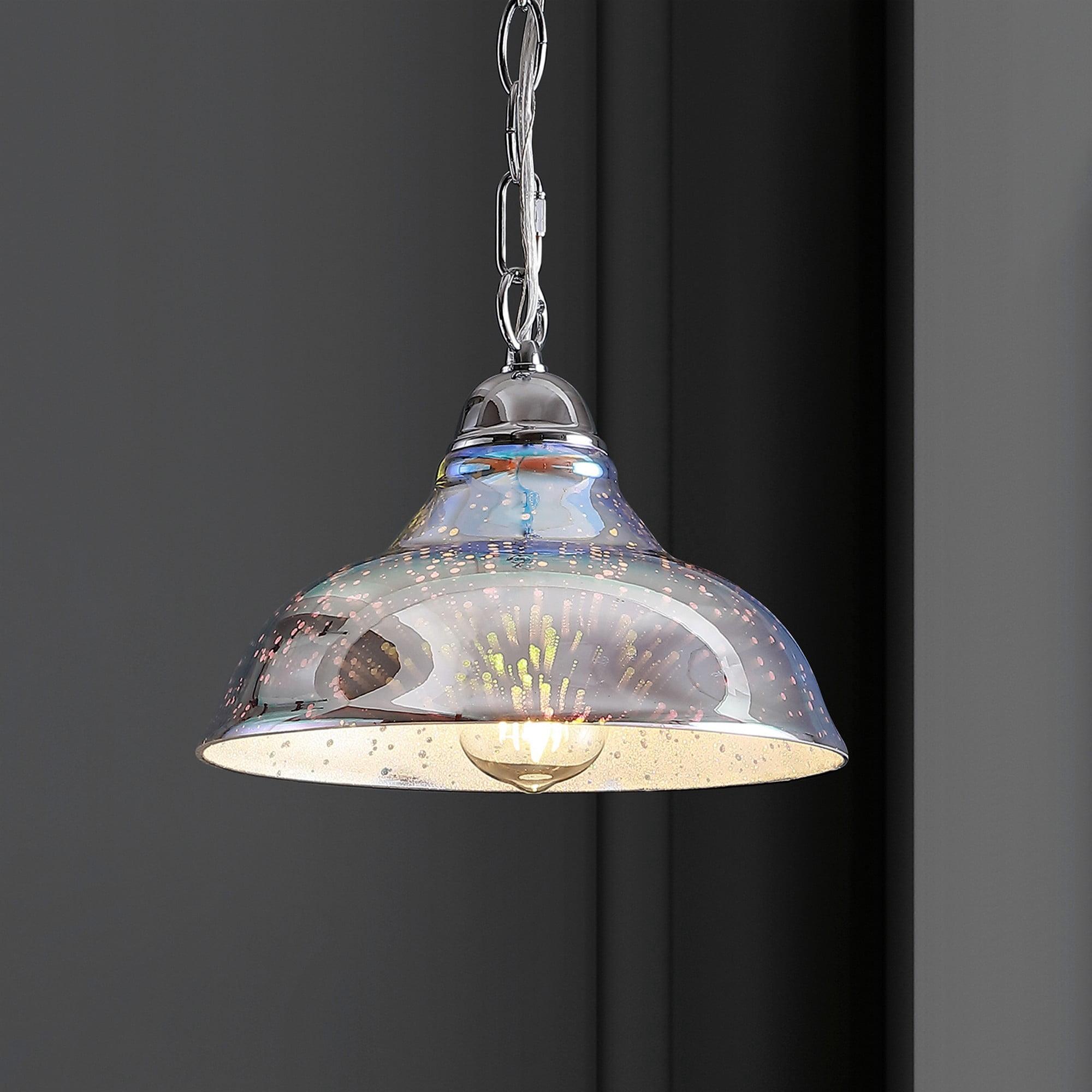 JONATHAN Y Nira 9.75" Adjustable 3D Color Burst Glass/Metal Pendant, Chrome/Multi