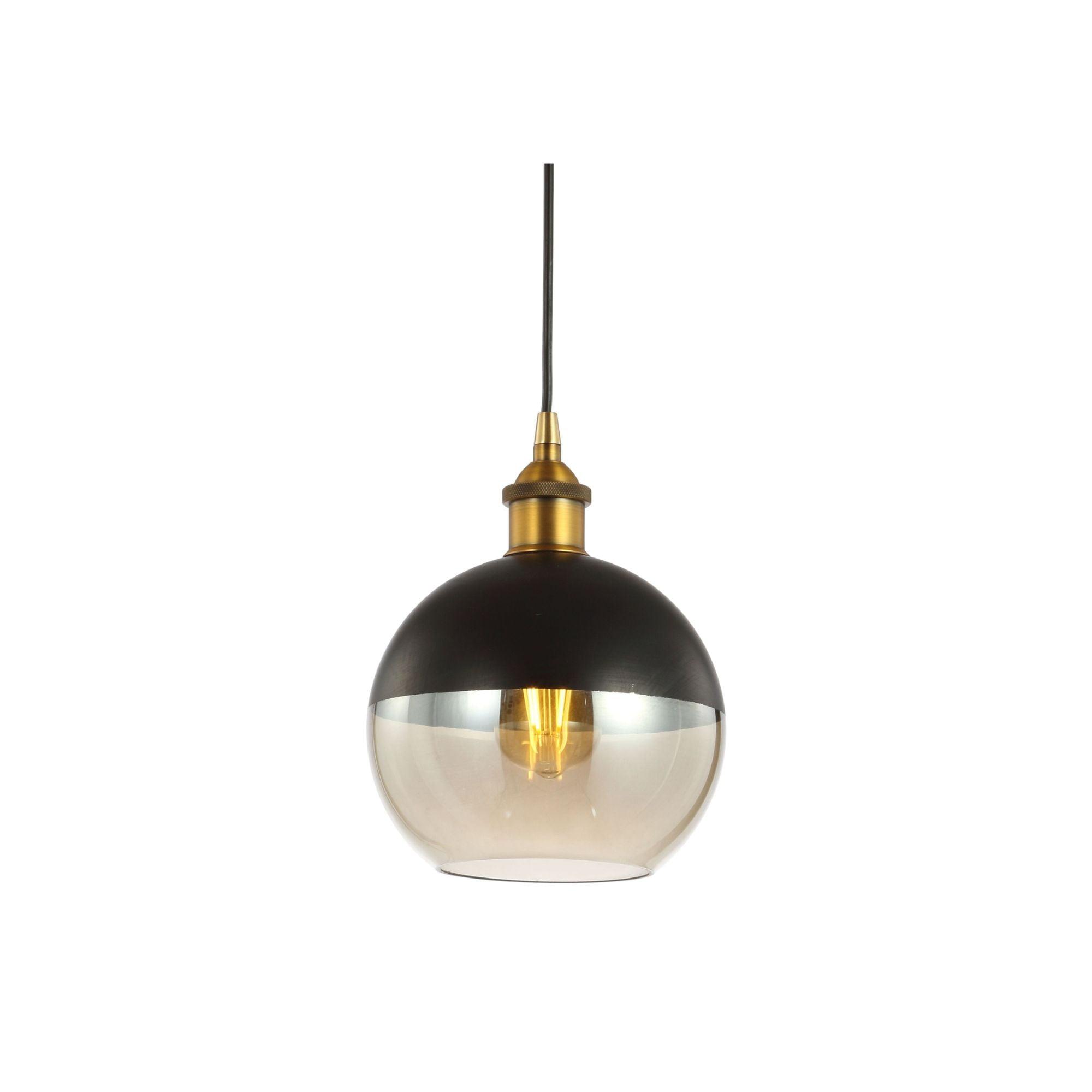 Nixon 7.5" Brass Gold and Black Globe LED Pendant Light