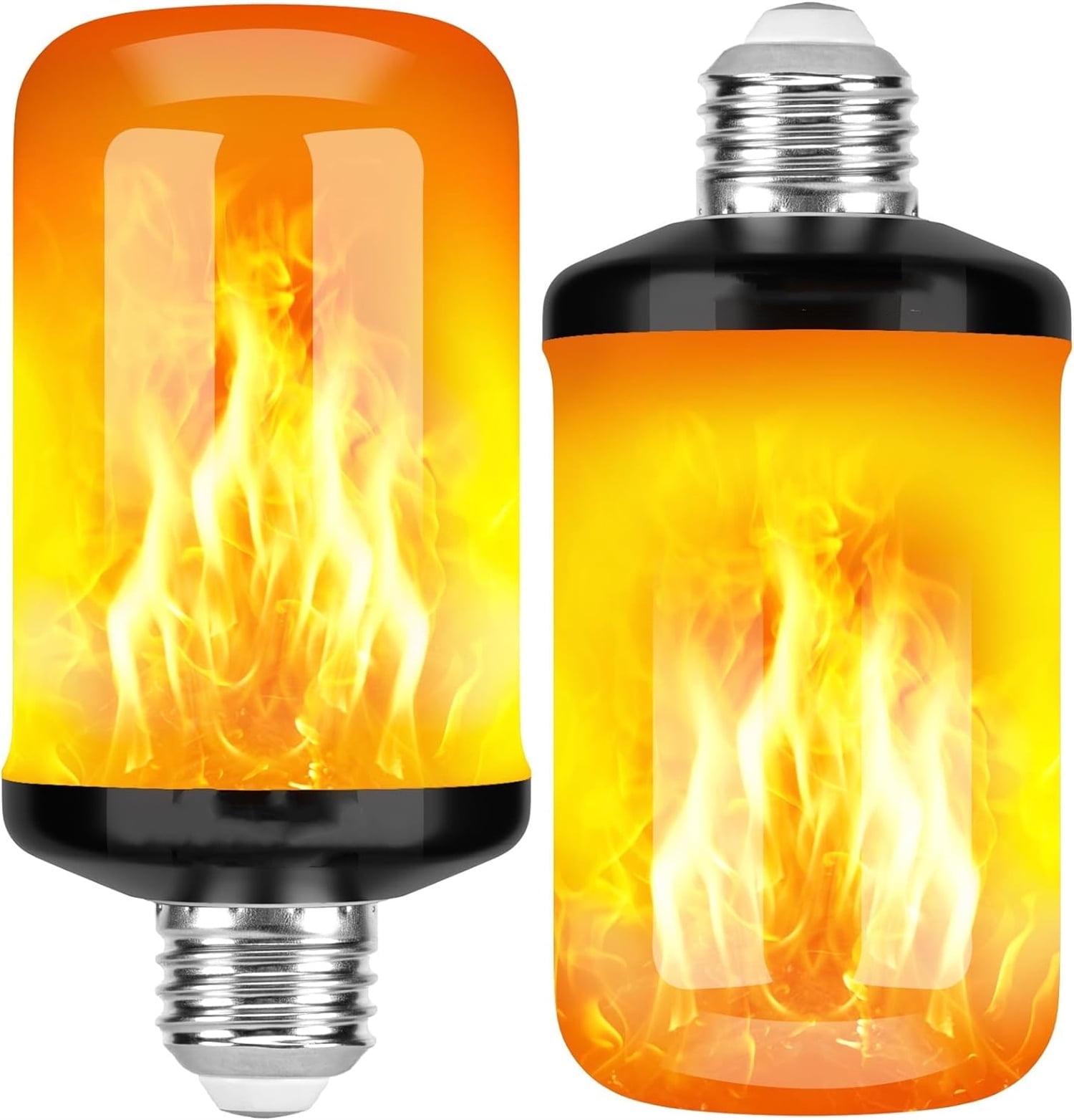 Njide LED Flame Light Bulb, Upgraded 4 Modes Fire Light Bulbs with Upside Down Effect, E26 Base Flickering Light Bulbs for Halloween Decorations, Christmas, Outdoor, Indoor, Home