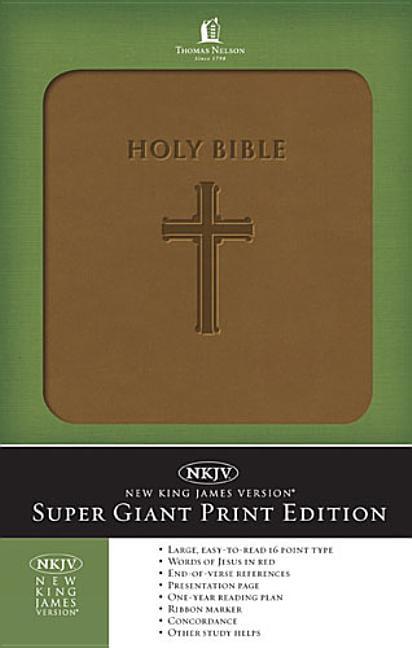 Super Giant Print Bible-NKJV - by Thomas Nelson Publishers (Leather Bound)