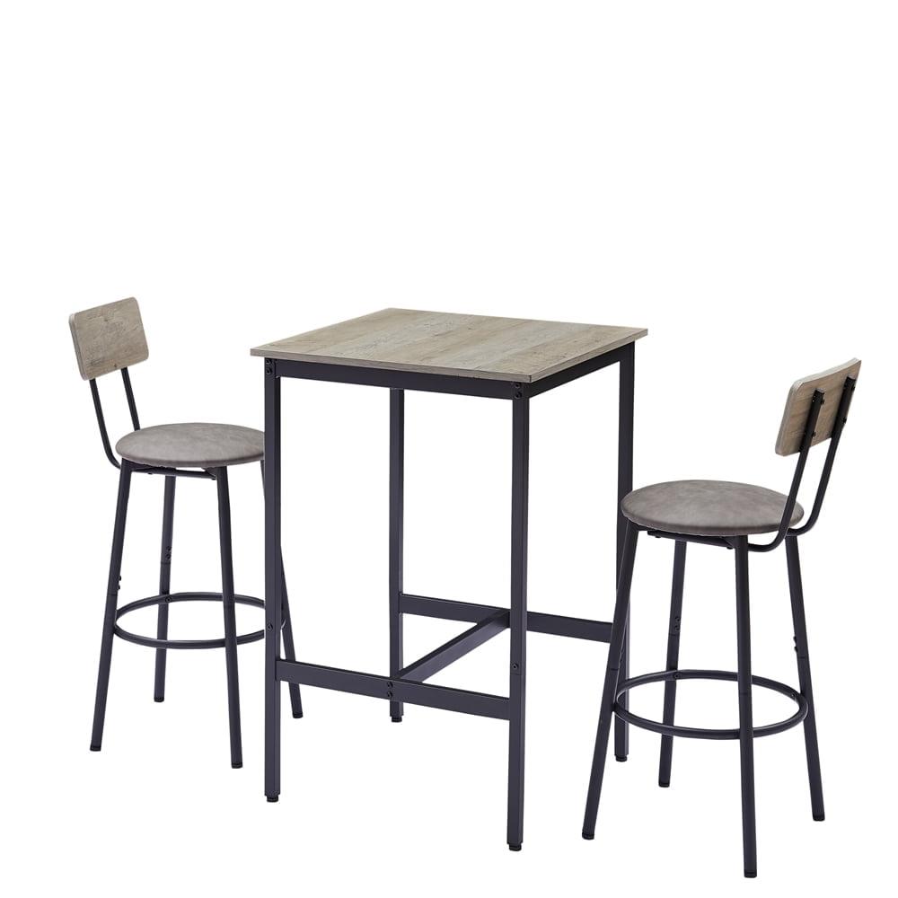 Gray Particleboard and Steel Pub Table with 2 Stools