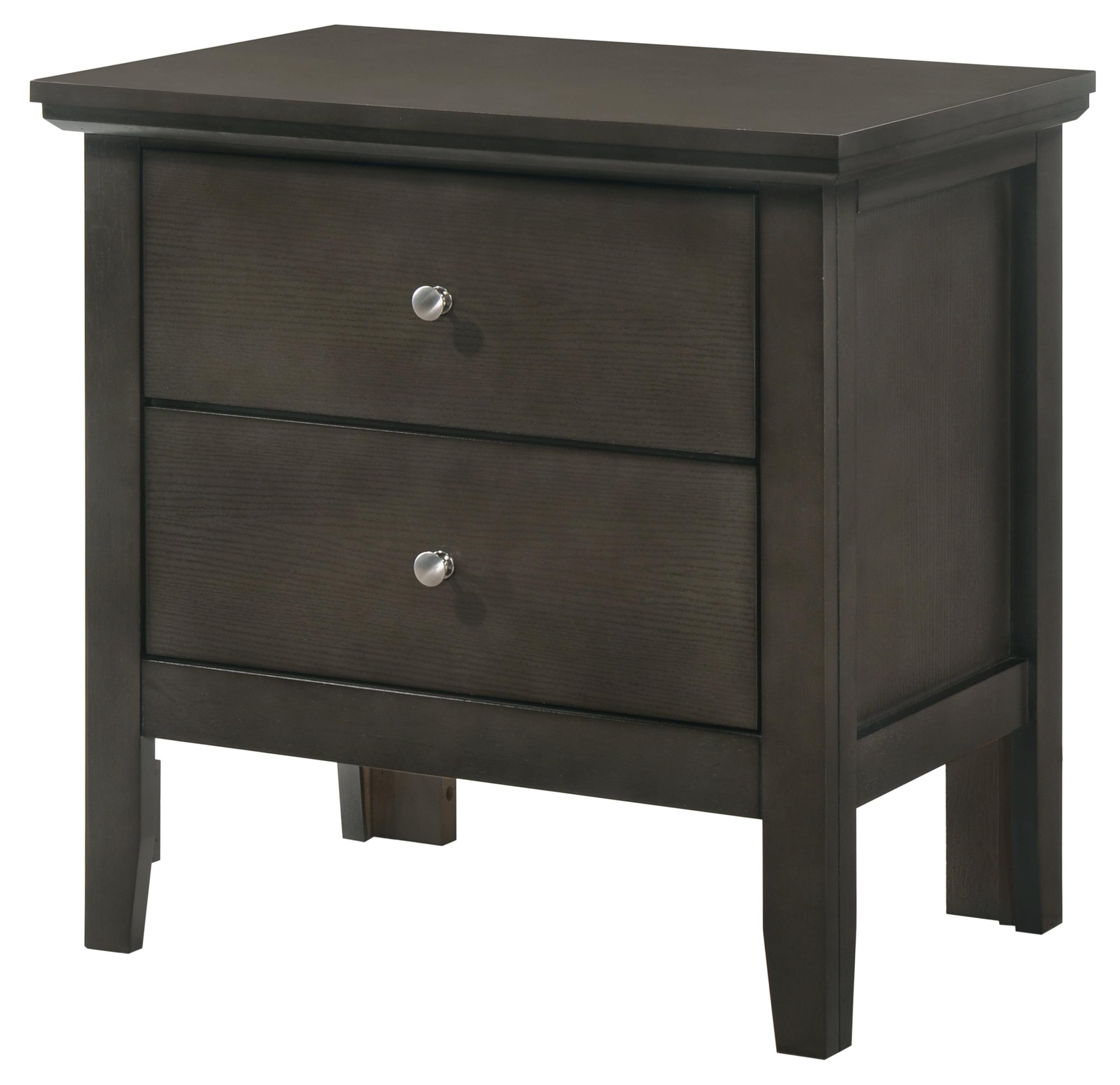 Primo Classic Gray 2-Drawer Nightstand with Nickel Handles