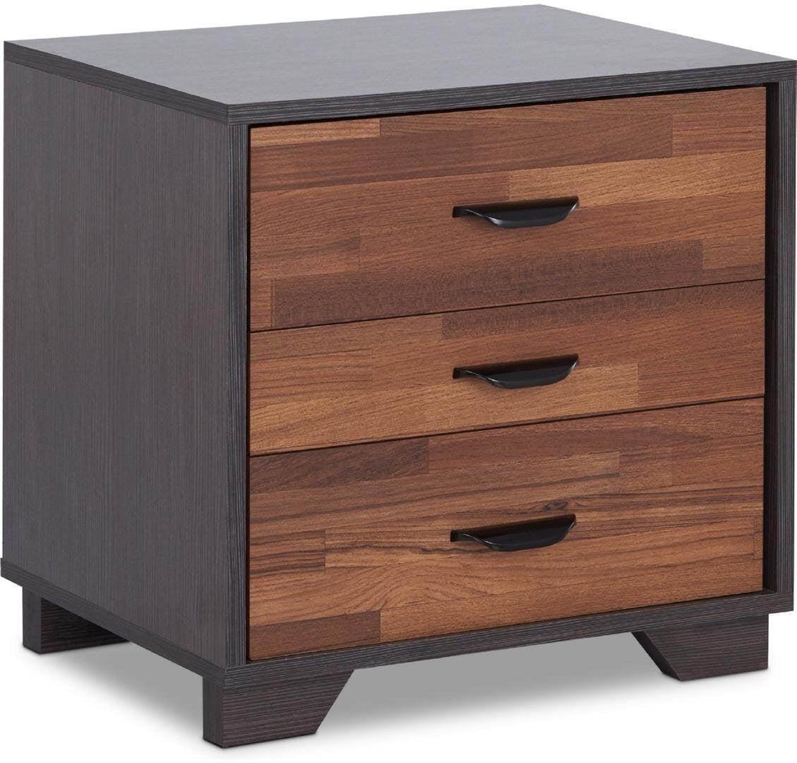 Walnut Espresso 3-Drawer Nightstand with Metal Glides, 20" Dark Brown