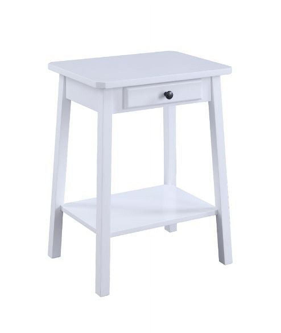 27" Classic White Wood Accent Table with Drawer and Shelf