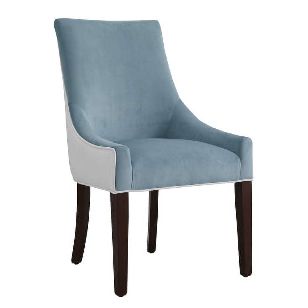 Elegant Seafoam Upholstered Side Chair with Walnut Wood Legs