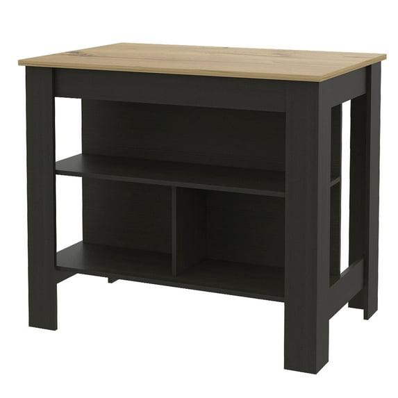 Depot E-Shop Kitchen Island, kitchen table 35" H, Four Legs, Three Open Storage Shelves