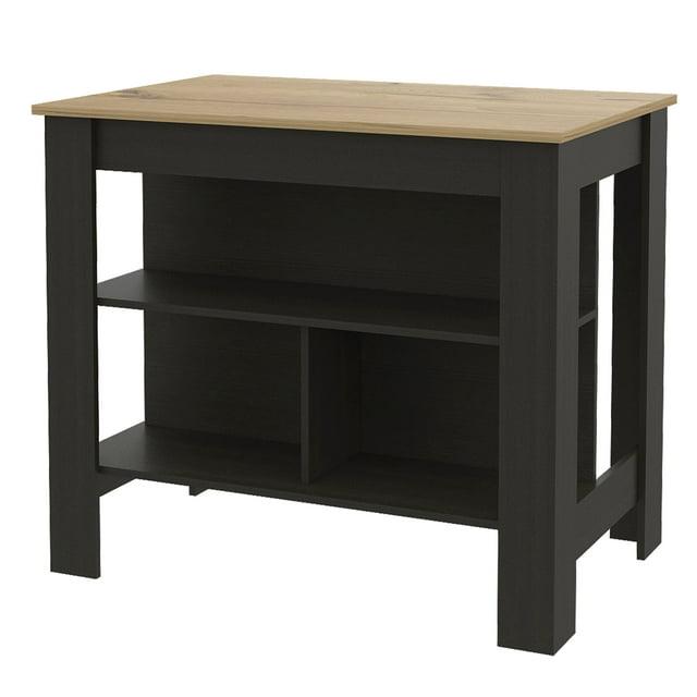 Depot E-Shop Kitchen Island, kitchen table 35" H, Four Legs, Three Open Storage Shelves