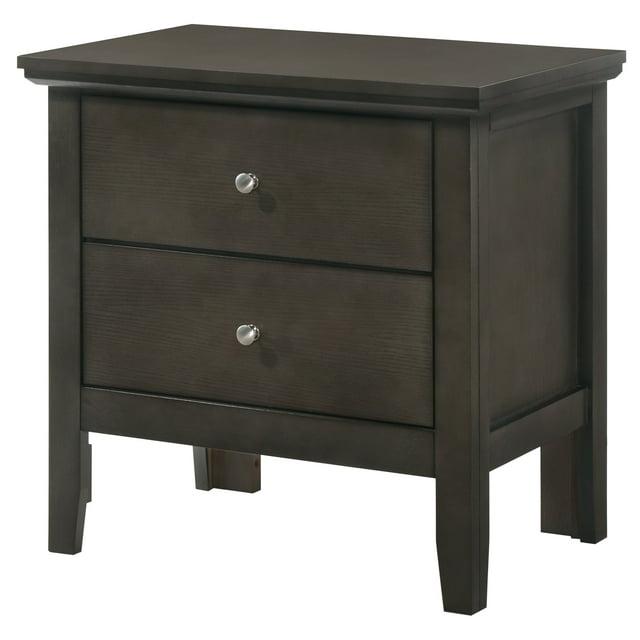 Passion Furniture Primo 2-Drawer Gray Nightstand (24 in. H x 19 in. W x 15.5 in. D)