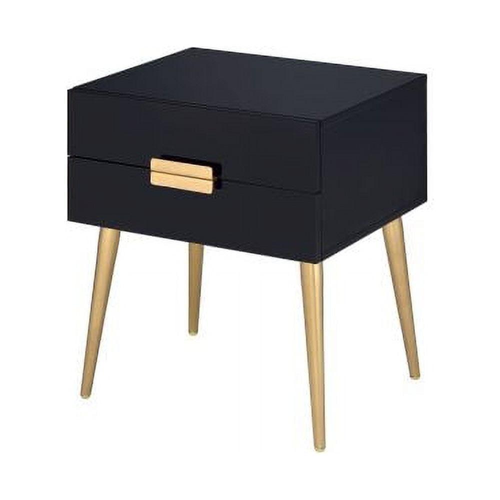 Retro Chic Black & Gold Square End Table with Storage