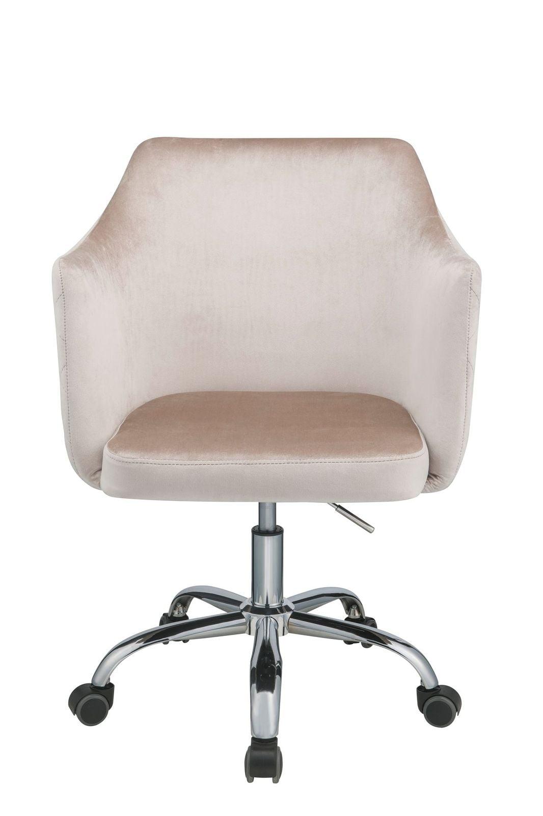 Cosgair Office Chair Champagne Velvet/Chrome - Acme Furniture: Swivel, Adjustable Height, Metal Frame