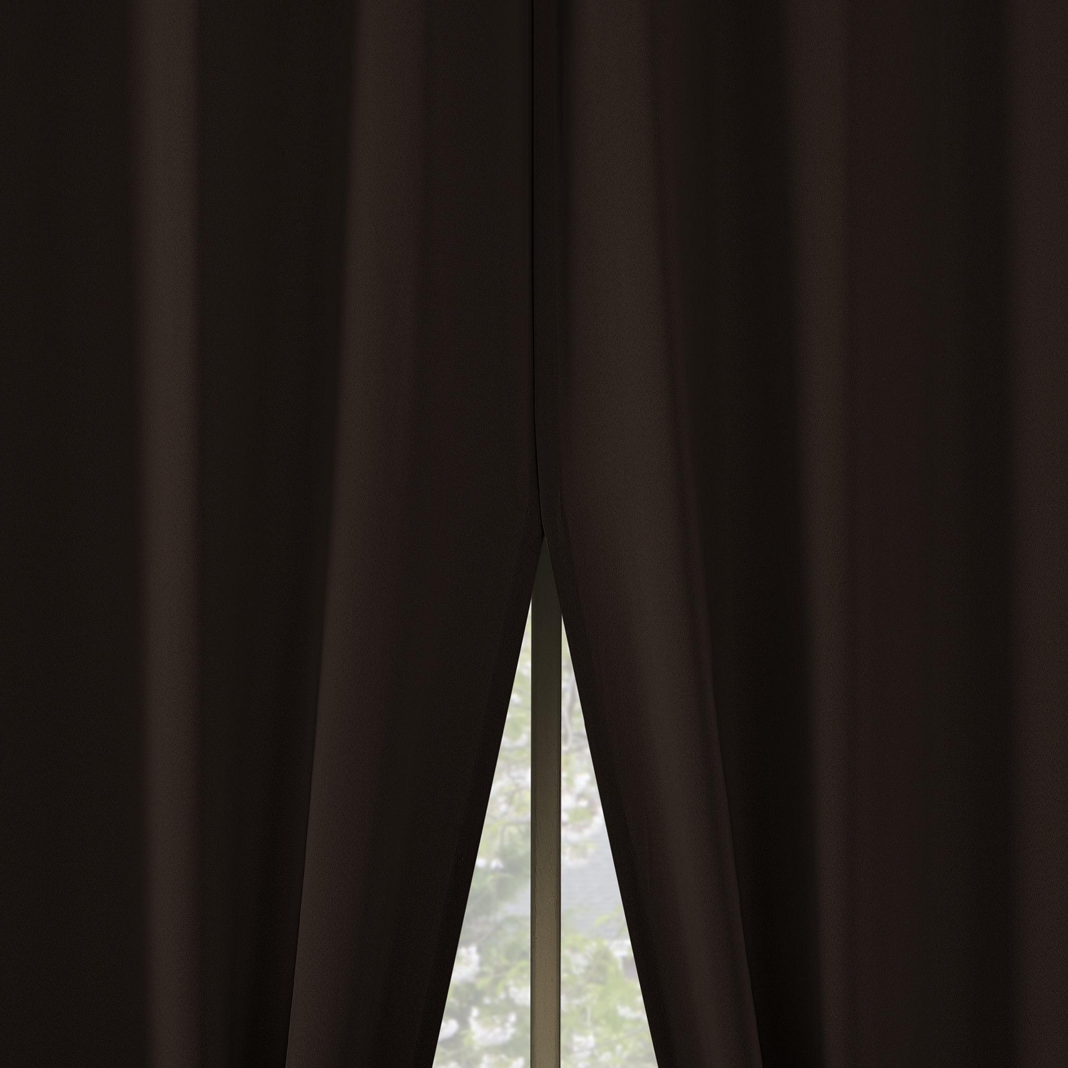 2pc 54"x96" No. 918 Room Darkening Brandon Magnetic Closure Grommet Curtain Panel Pair Chocolate Brown: Energy Efficient, Noise Reduction