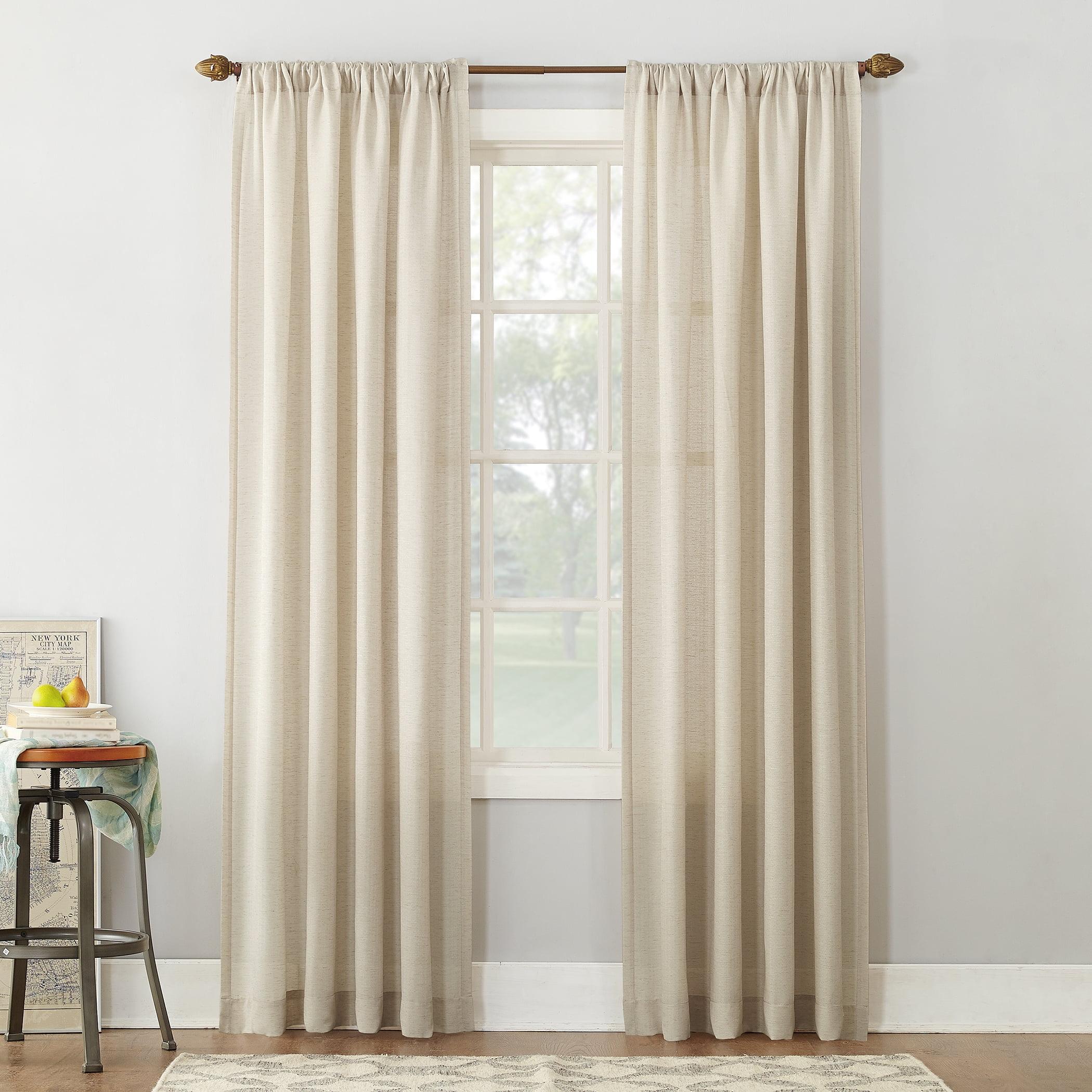 Ivory Linen Blend Light-Filtering Rod Pocket Curtain Panel