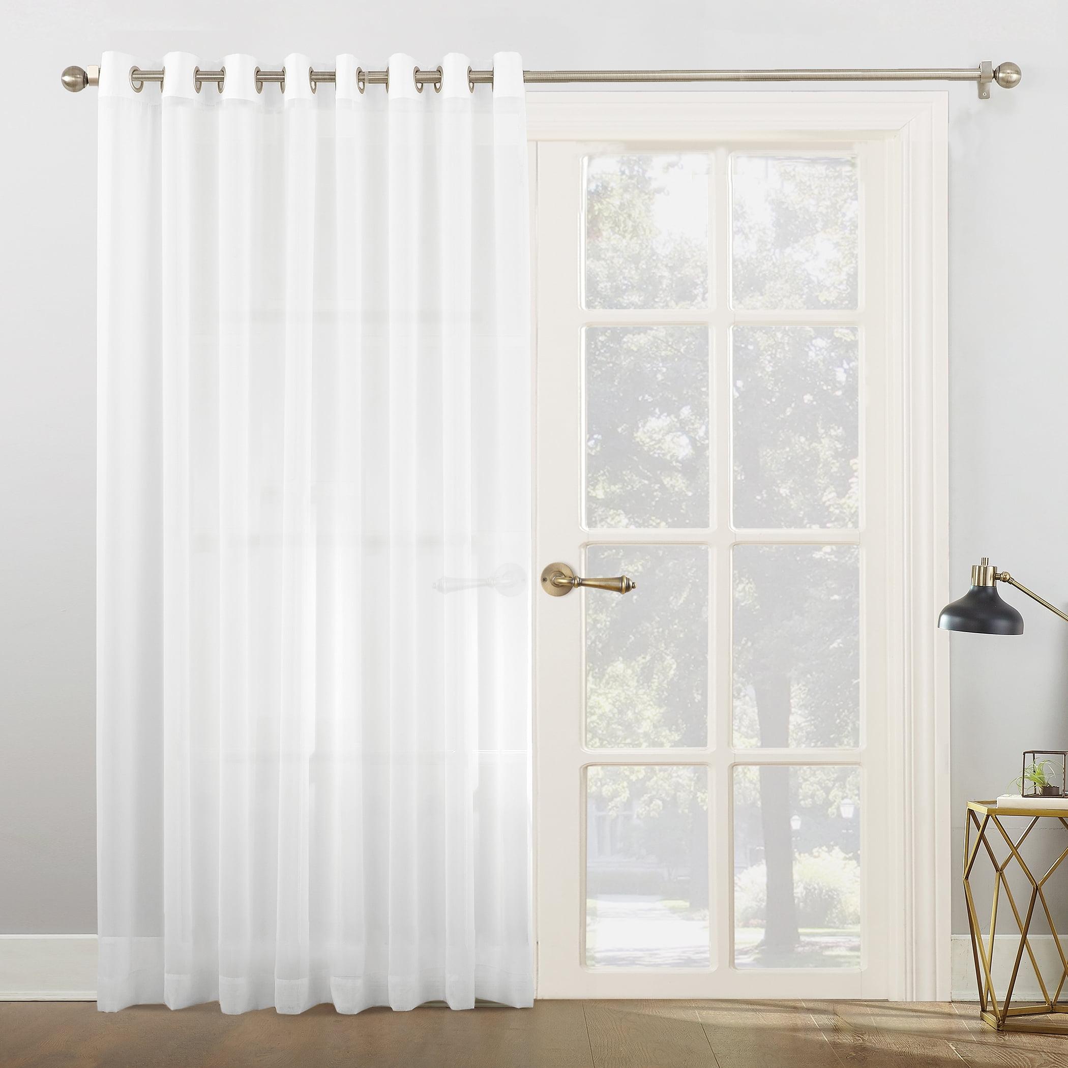 No. 918 Emily Extra-Wide Sheer Voile Sliding Door Patio Curtain Panel, 100"x84", White