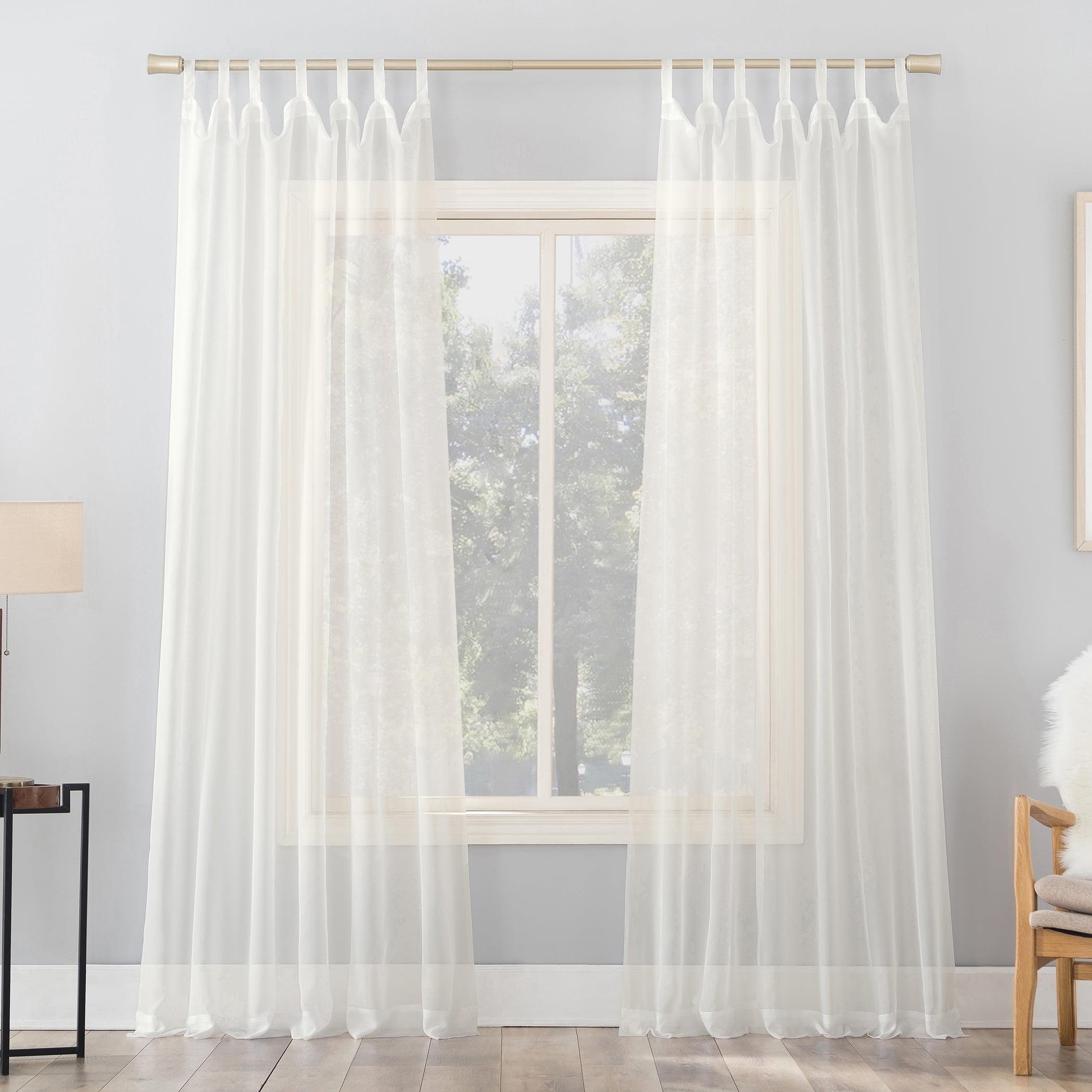 Eggshell Sheer Voile Tab Top Curtain Panel, 59" x 63"