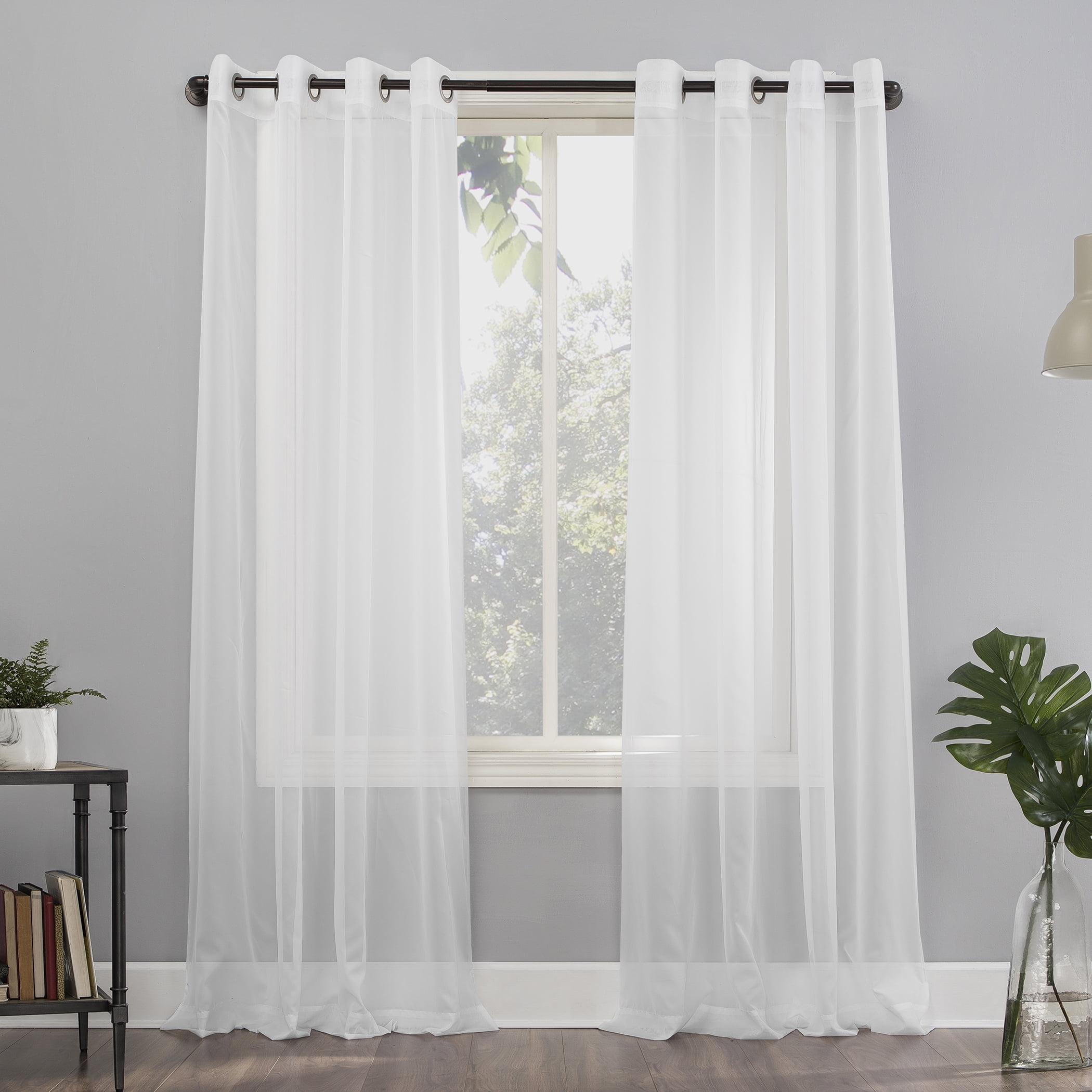 White Sheer Grommet Top Polyester Curtain Panel