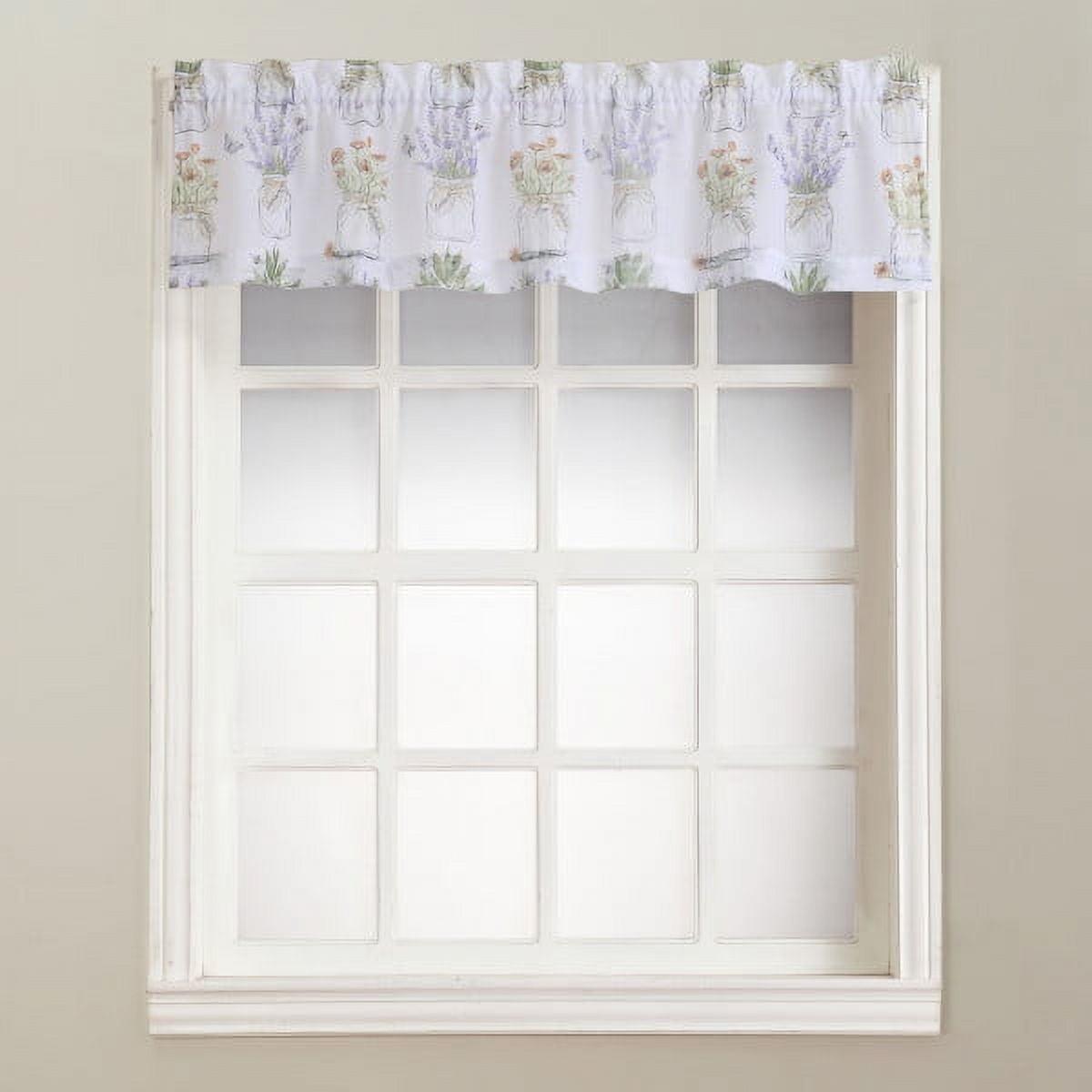 White Floral Semi-Sheer Rod Pocket Kitchen Valance 54" x 14"