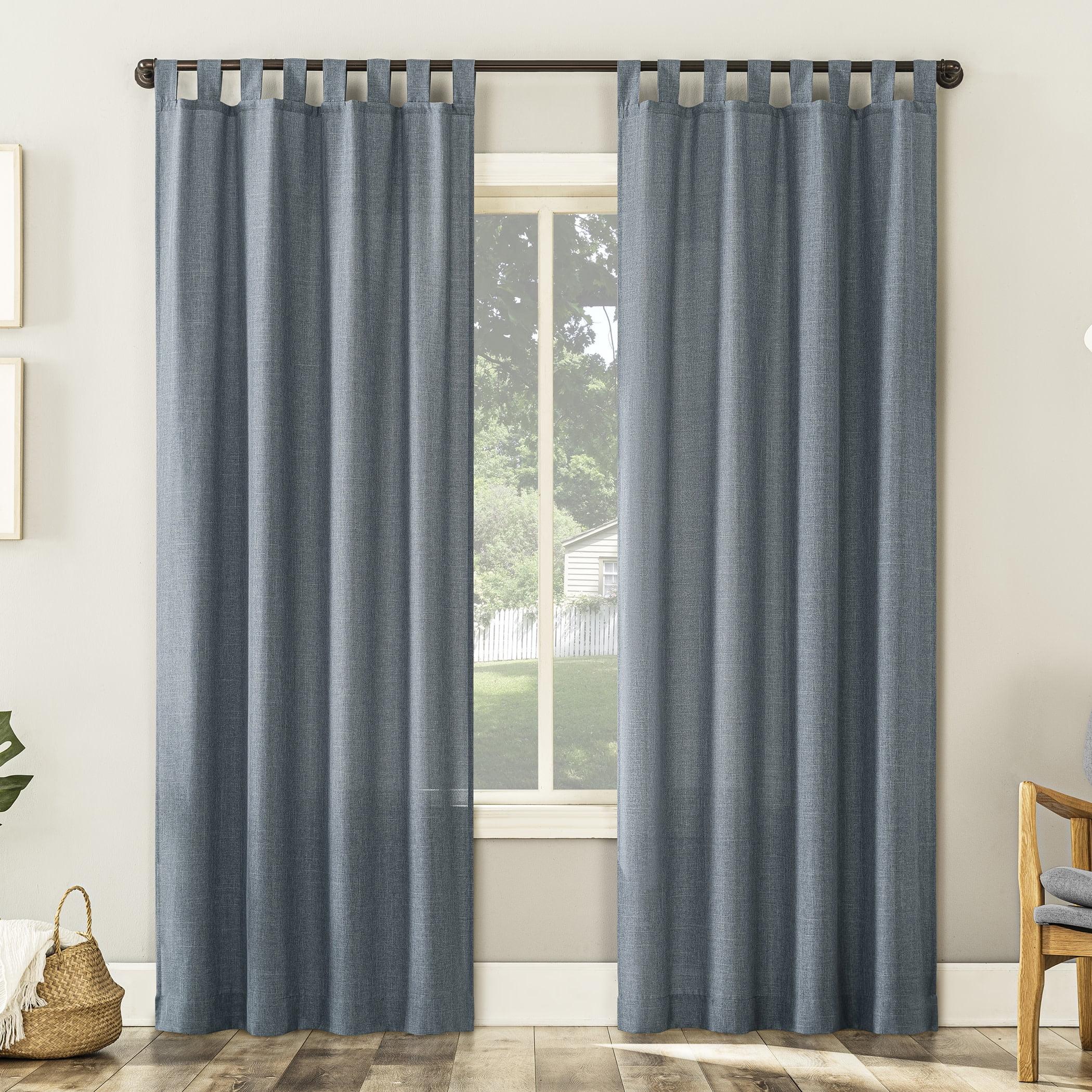 40"x84" No. 918 Light Filtering Semi-Sheer Joshua Heathered Texture Tab Top Curtain Panel Storm Blue: Transitional Decor