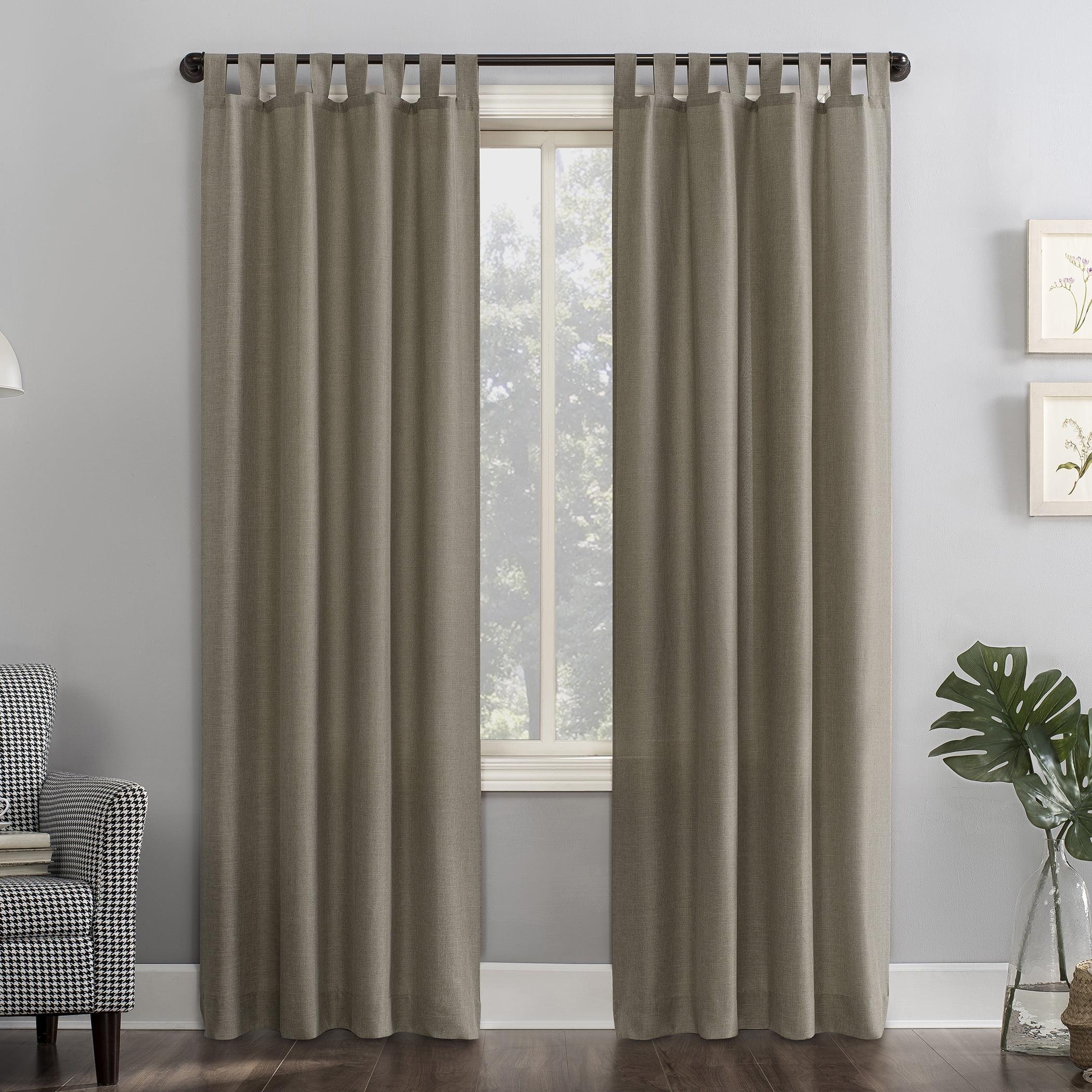 40"x84" No. 918 Light Filtering Semi-Sheer Joshua Heathered Texture Tab Top Curtain Panel Light Brown: Modern Indoor Curtain