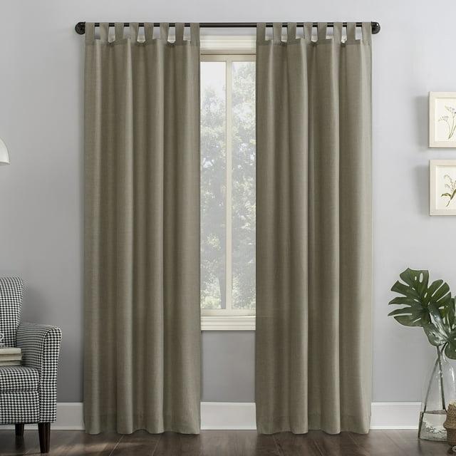 40"x84" No. 918 Light Filtering Semi-Sheer Joshua Heathered Texture Tab Top Curtain Panel Light Brown: Modern Indoor Curtain