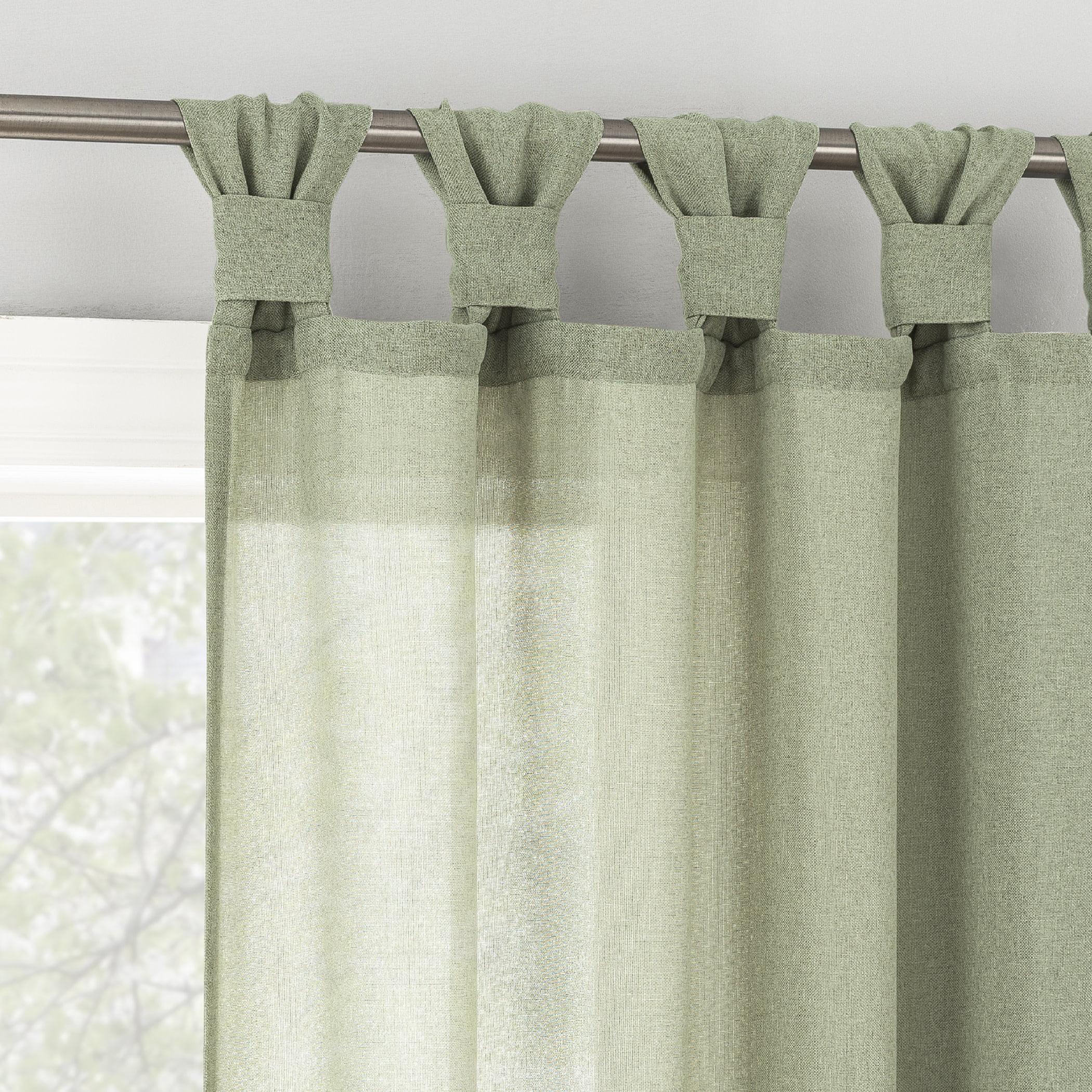 Sage Green Light Filtering Polyester Tab Top Curtain Panel 40"x63"