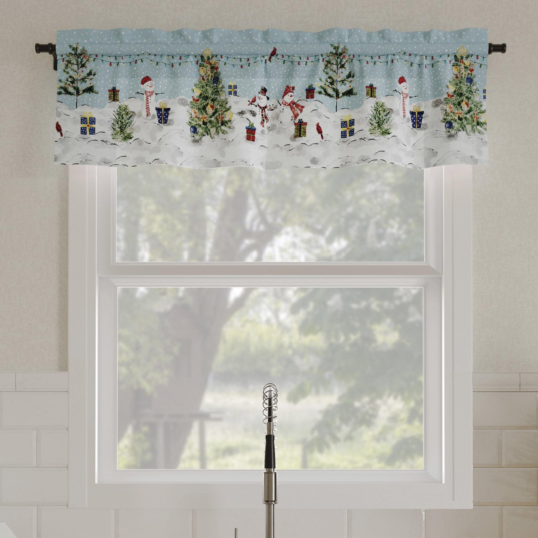 Holiday Wonderland Blue Semi-Sheer Rod Pocket Valance 54" x 14"