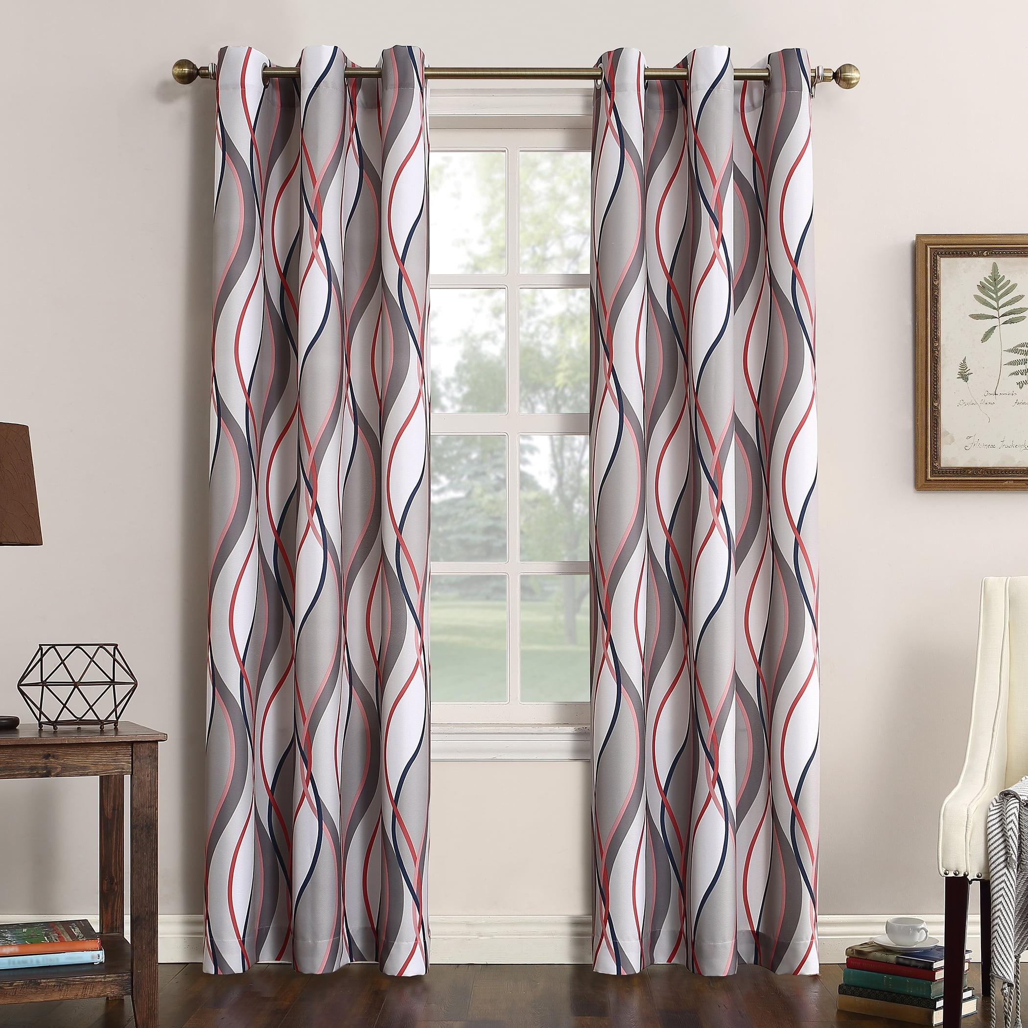 48"x63" No. 918 Semi-Sheer Intersect Ogee Wave Print Grommet Curtain Panel Nickel