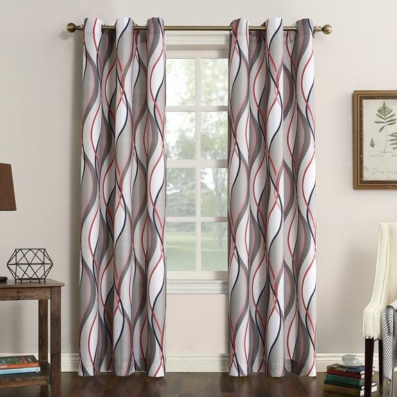 48"x63" No. 918 Semi-Sheer Intersect Ogee Wave Print Grommet Curtain Panel Nickel: Room Darkening Polyester Panel