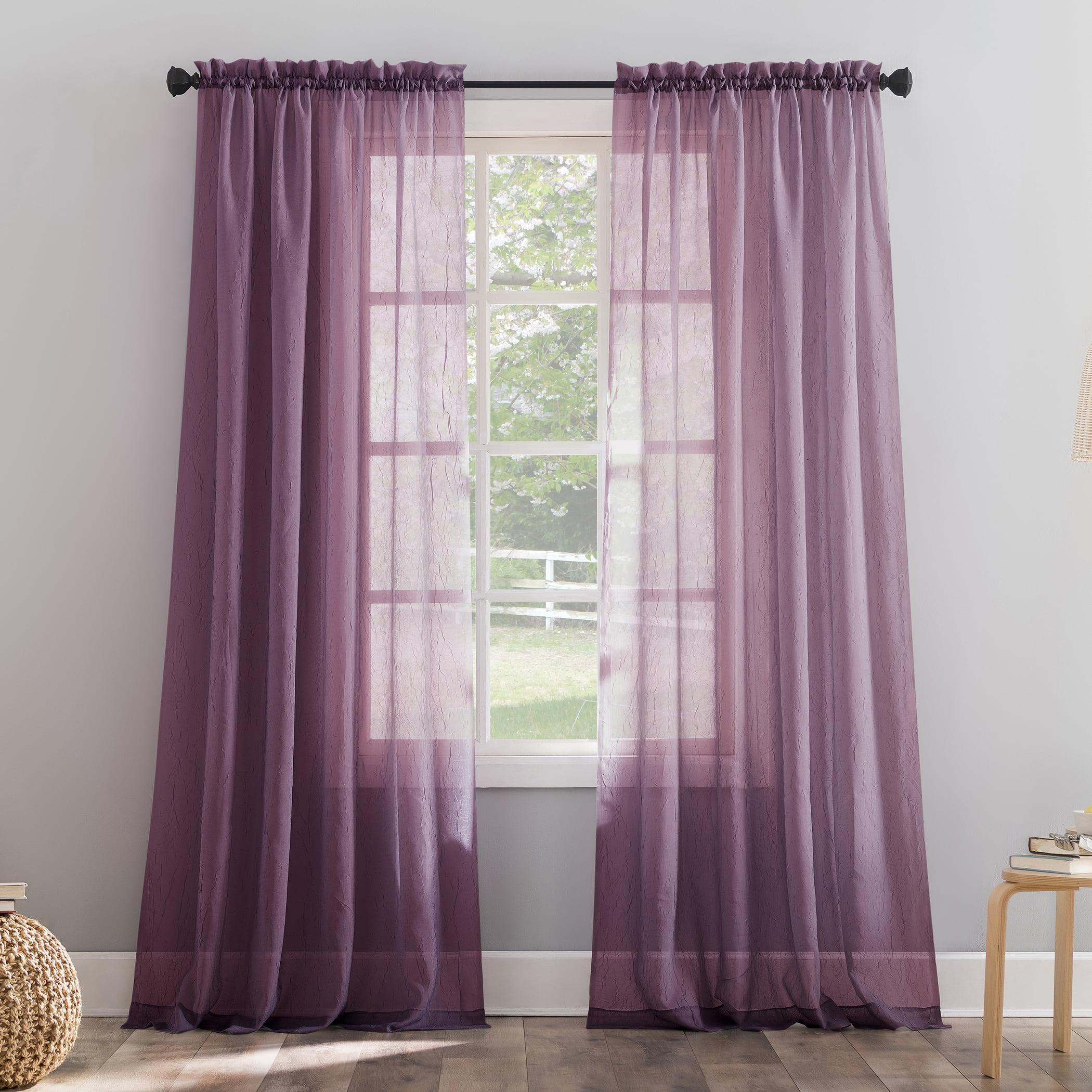 Erica Purple Sheer Voile Rod Pocket Curtain Panel