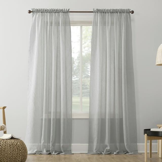51"x84" Erica Crushed Sheer Voile Rod Pocket Curtain Panel Silver - No. 918