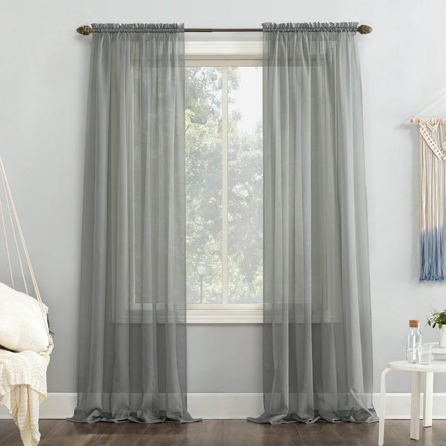 63"x59" Emily Sheer Voile Rod Pocket Curtain Panel Charcoal - No. 918